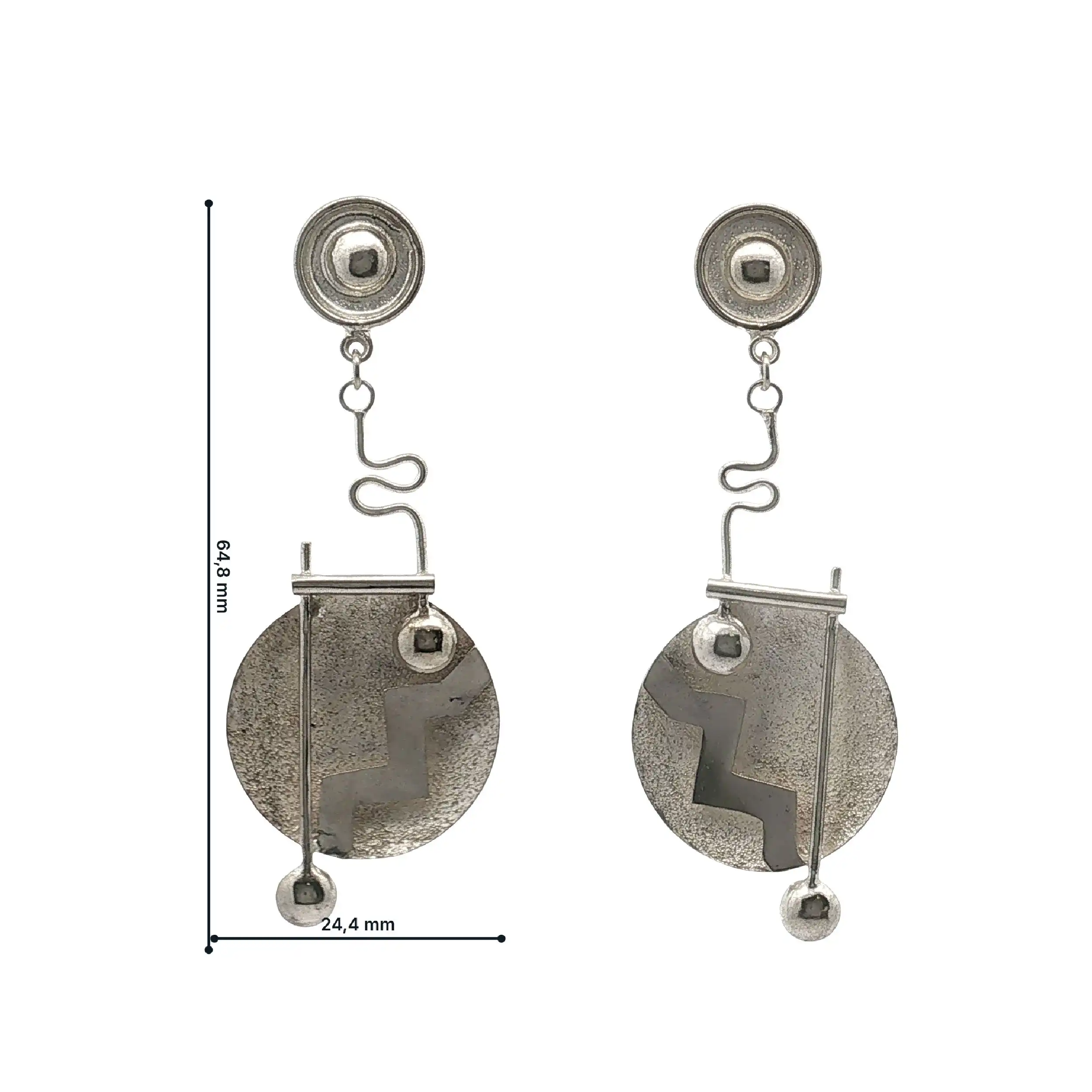 Paar Ohrstecker Silber Rund mit Muster