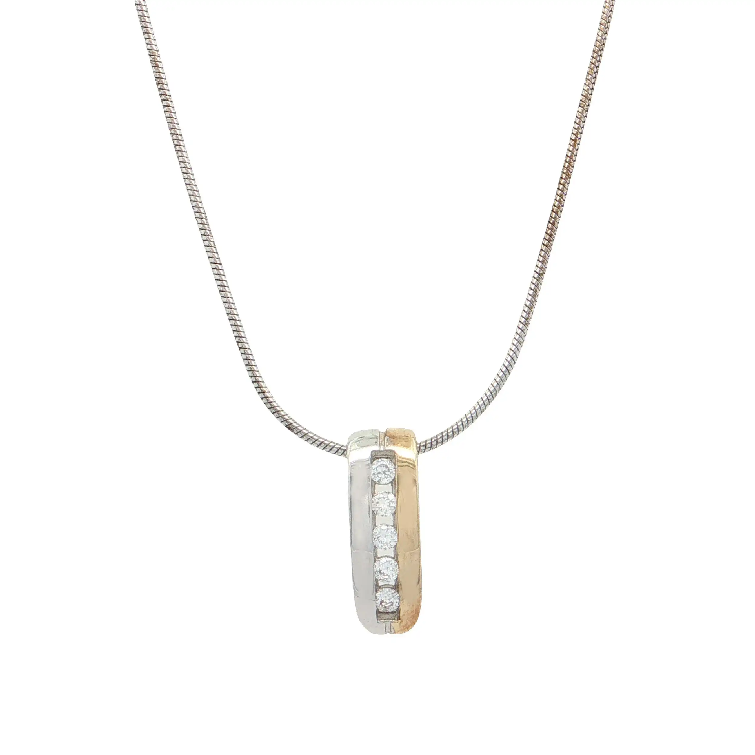 Schlangenkette mit Anhänger Bicolor mit Zirkonia Schlangenkette mit Anhänger Bicolor mit Zirkonia