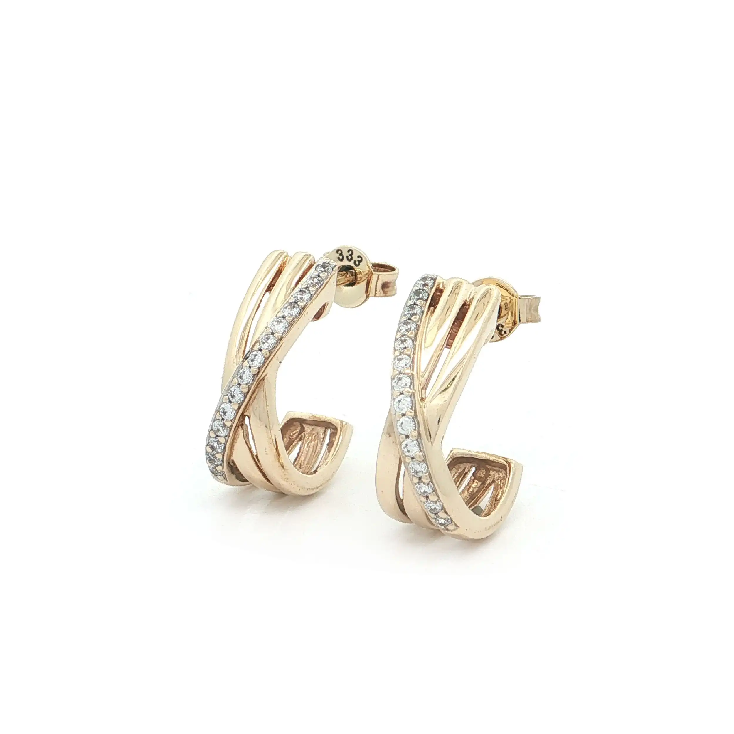 Halbcreolen Gelbgold mit Zirkonia