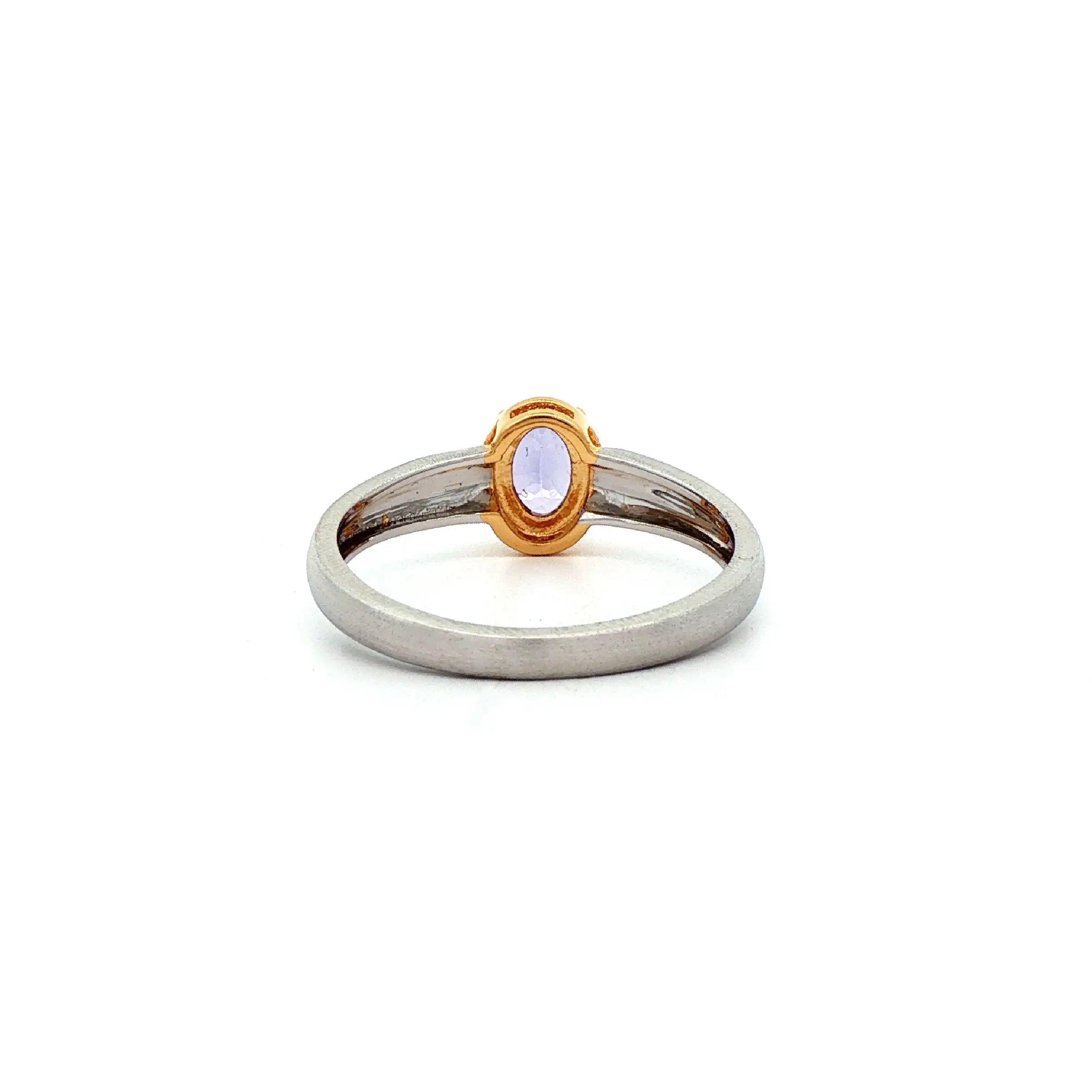 Ring Bicolor mattiert mit lila Farbstein Ring Bicolor mattiert mit lila Farbstein