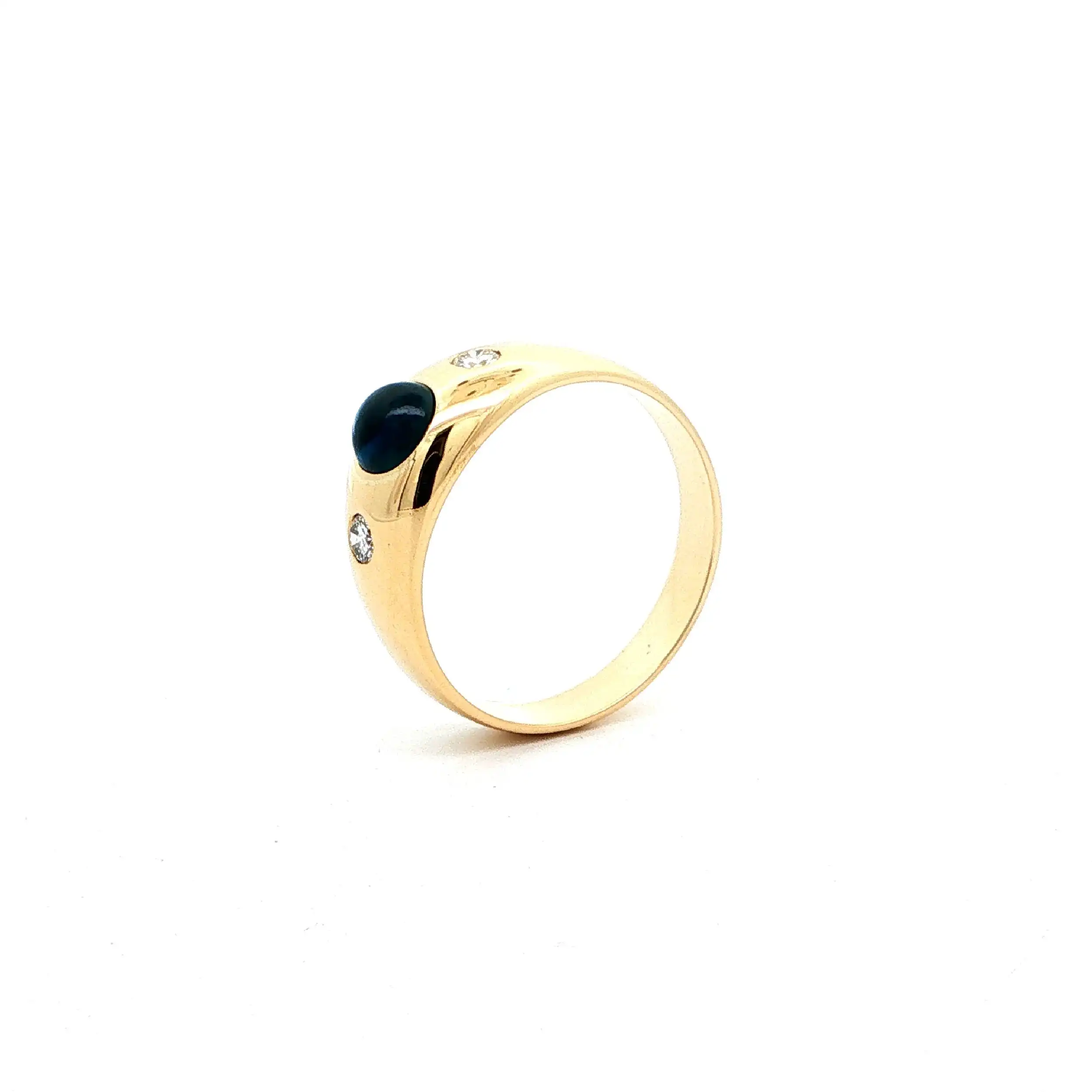 Ring Gelbgold mit Saphir Cabochon & Brillanten