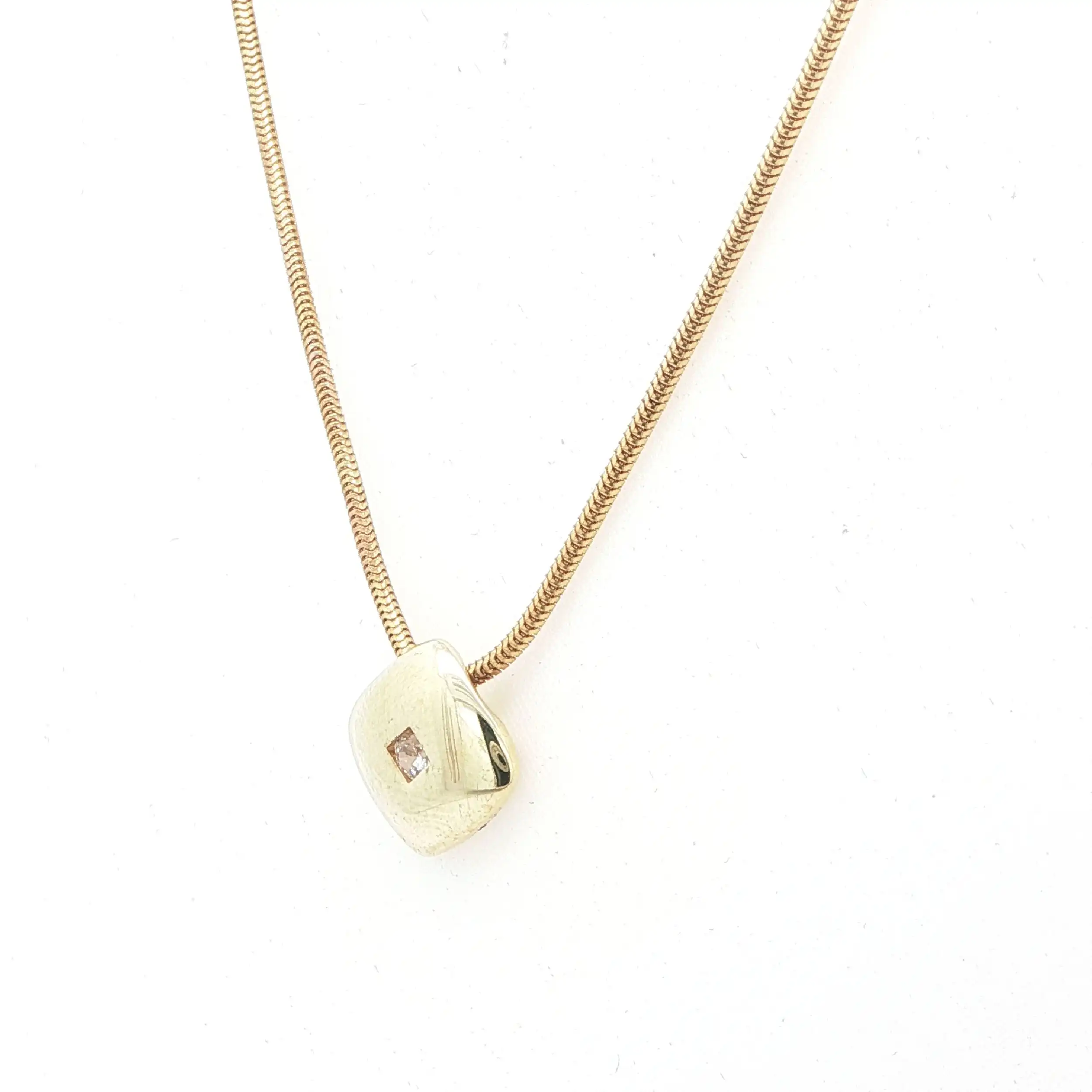 Schlangenkette Gelbgold mit Anhänger Zirkonia