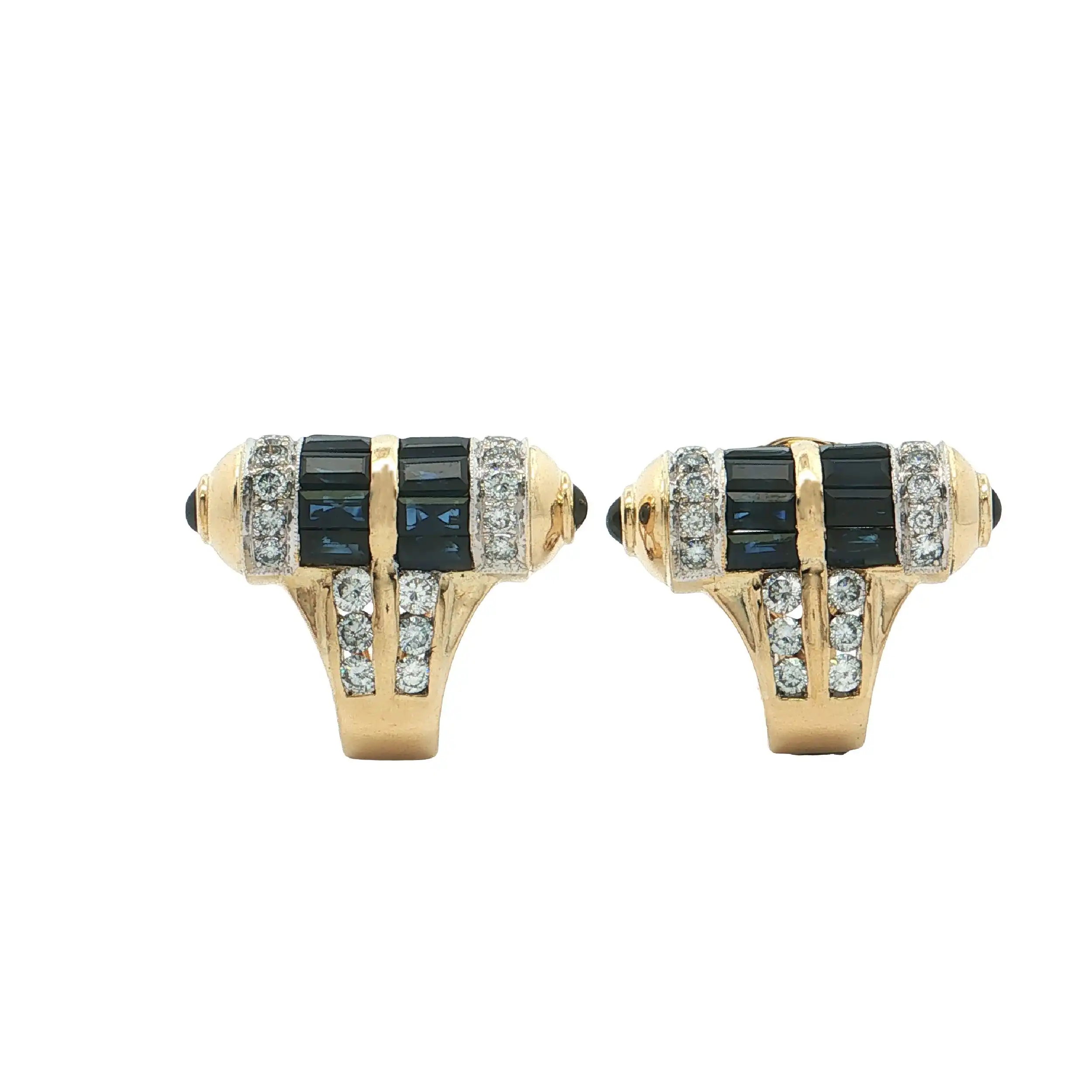 Ohrclips Bicolor mit Brillanten und Saphiren