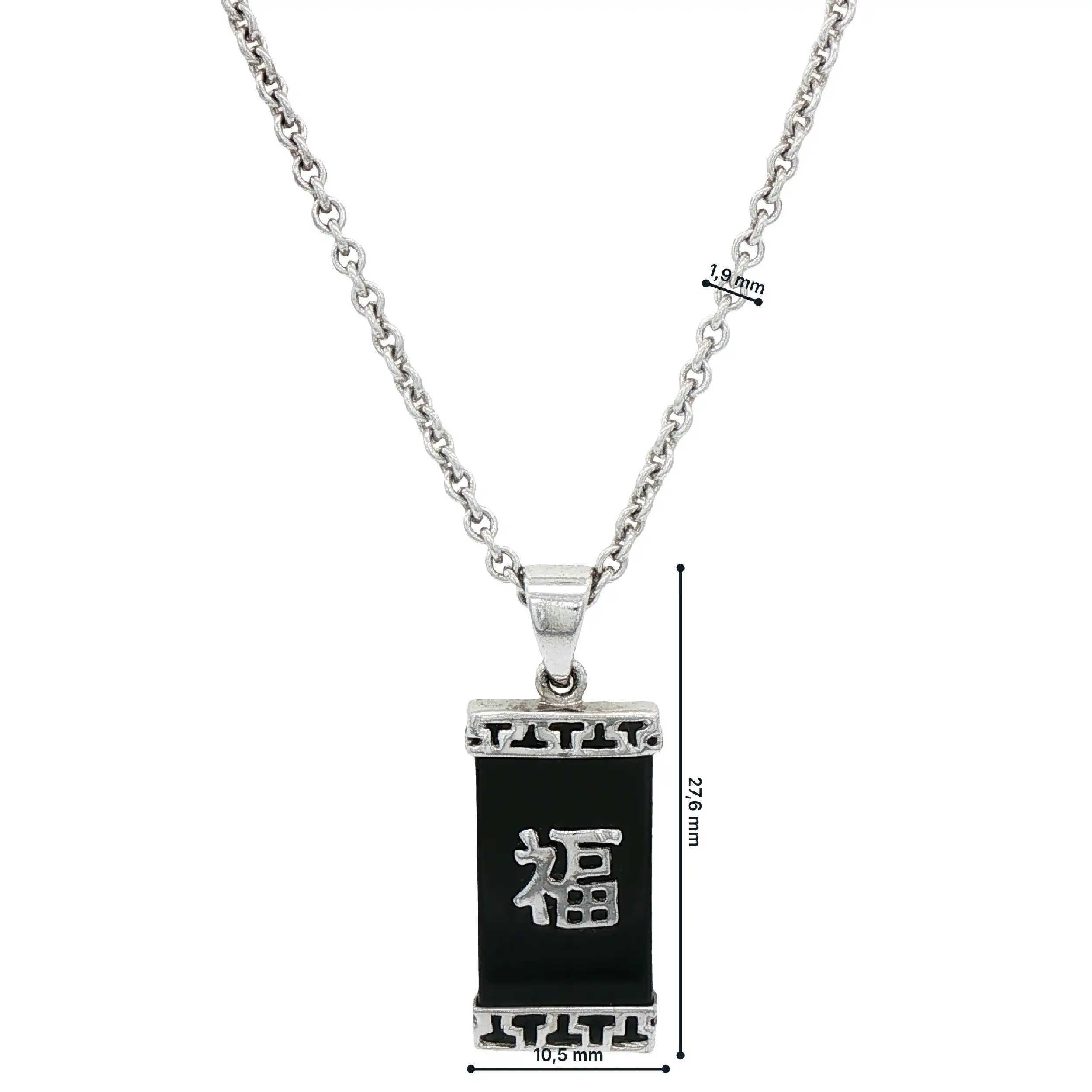 Ankerkette Silber mit schwarzen Stein Anhänger