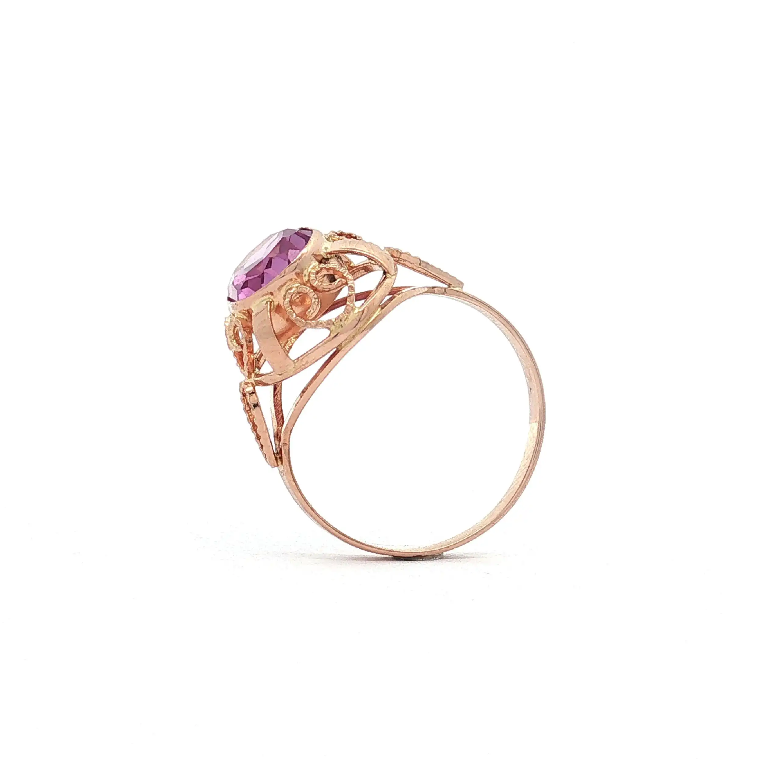 Ring Roségold mit lila Spinell