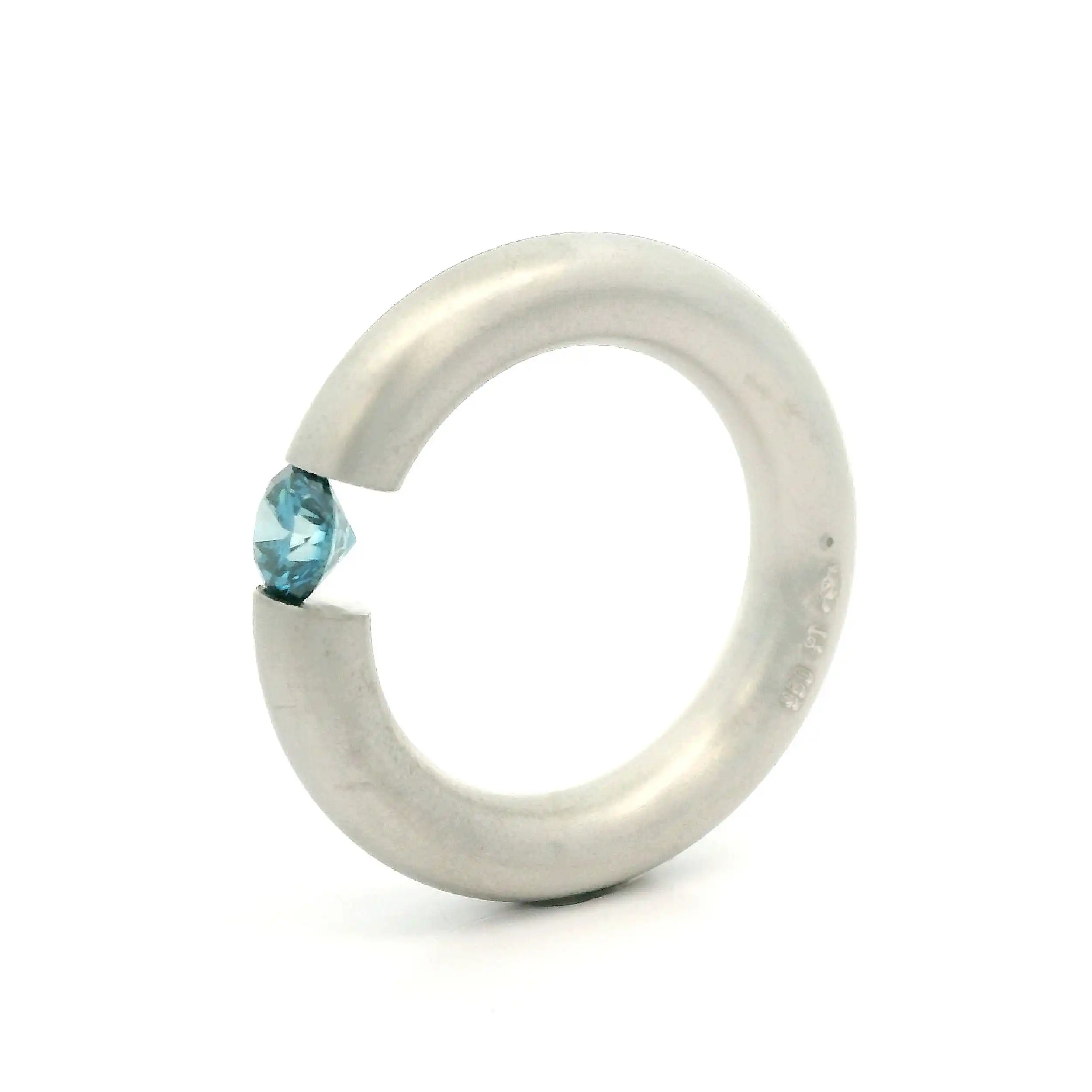 Spannring Platin mit blauem Brillanten "Niessing"