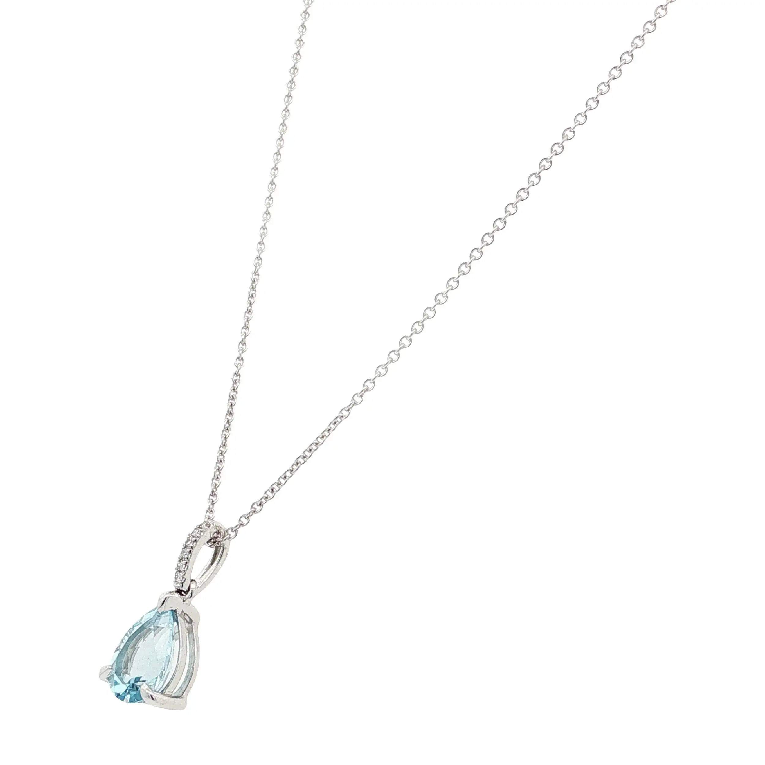 Kette Weißgold mit Anhänger, Diamanten 0,02ct. TW/SI & Aquamarin 1,37ct. Kette Weißgold mit Anhänger, Diamanten 0,02ct. TW/SI & Aquamarin 1,37ct.