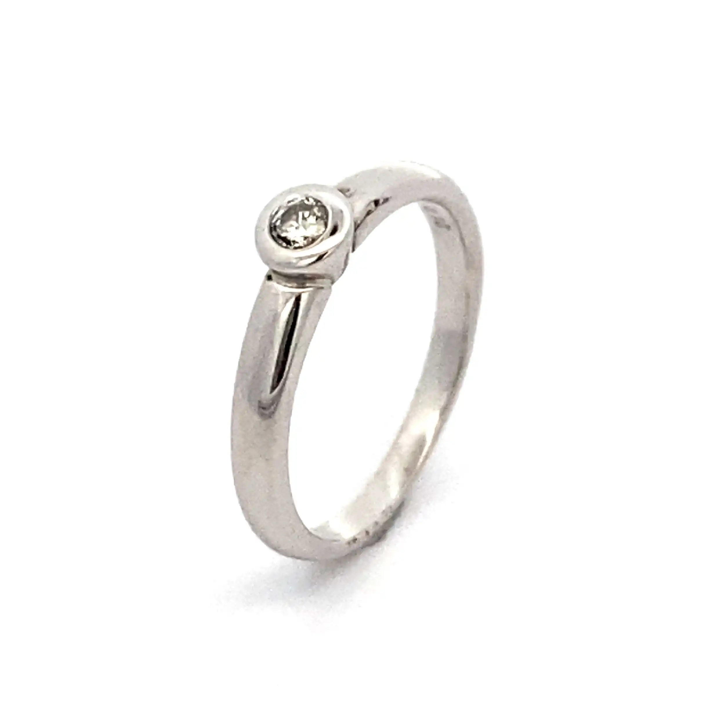 Ring Weißgold "Christ" mit Brillant Solitär, graviert mit 0,10ct