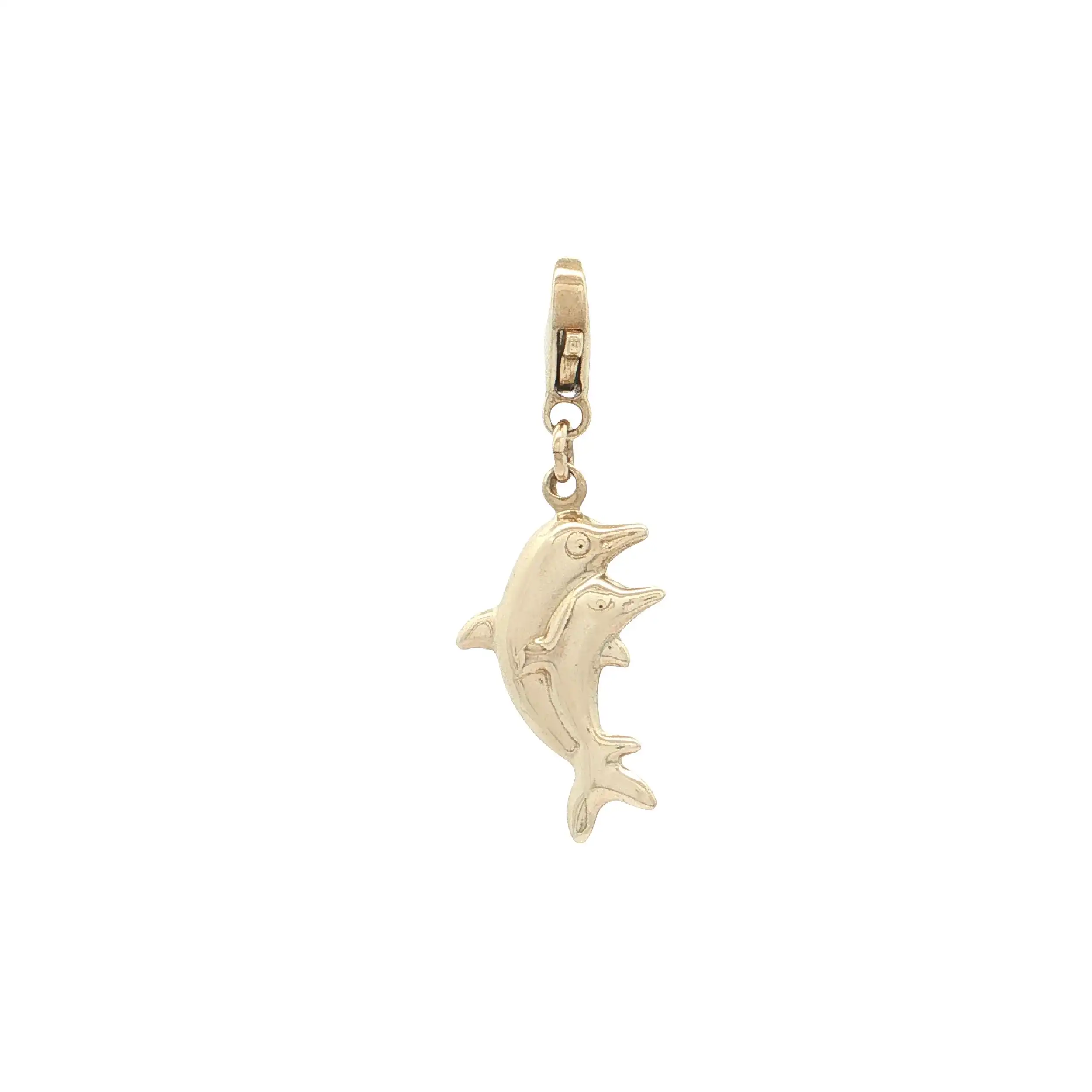 Anhänger / Charm mit Karabinerverschluss Gelbgold Delfine