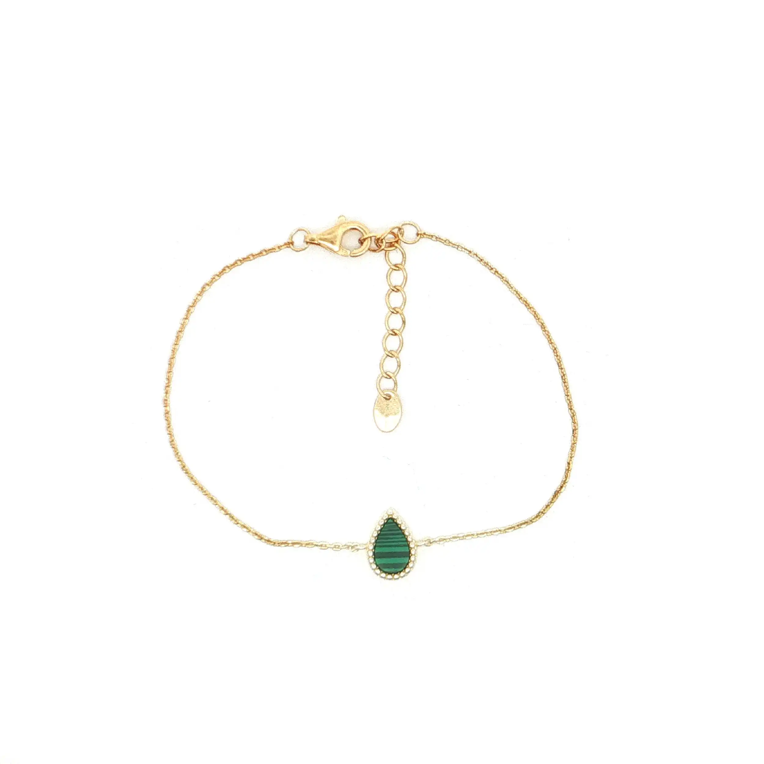 Armband Silber vergoldet mit Malachit Tropfen