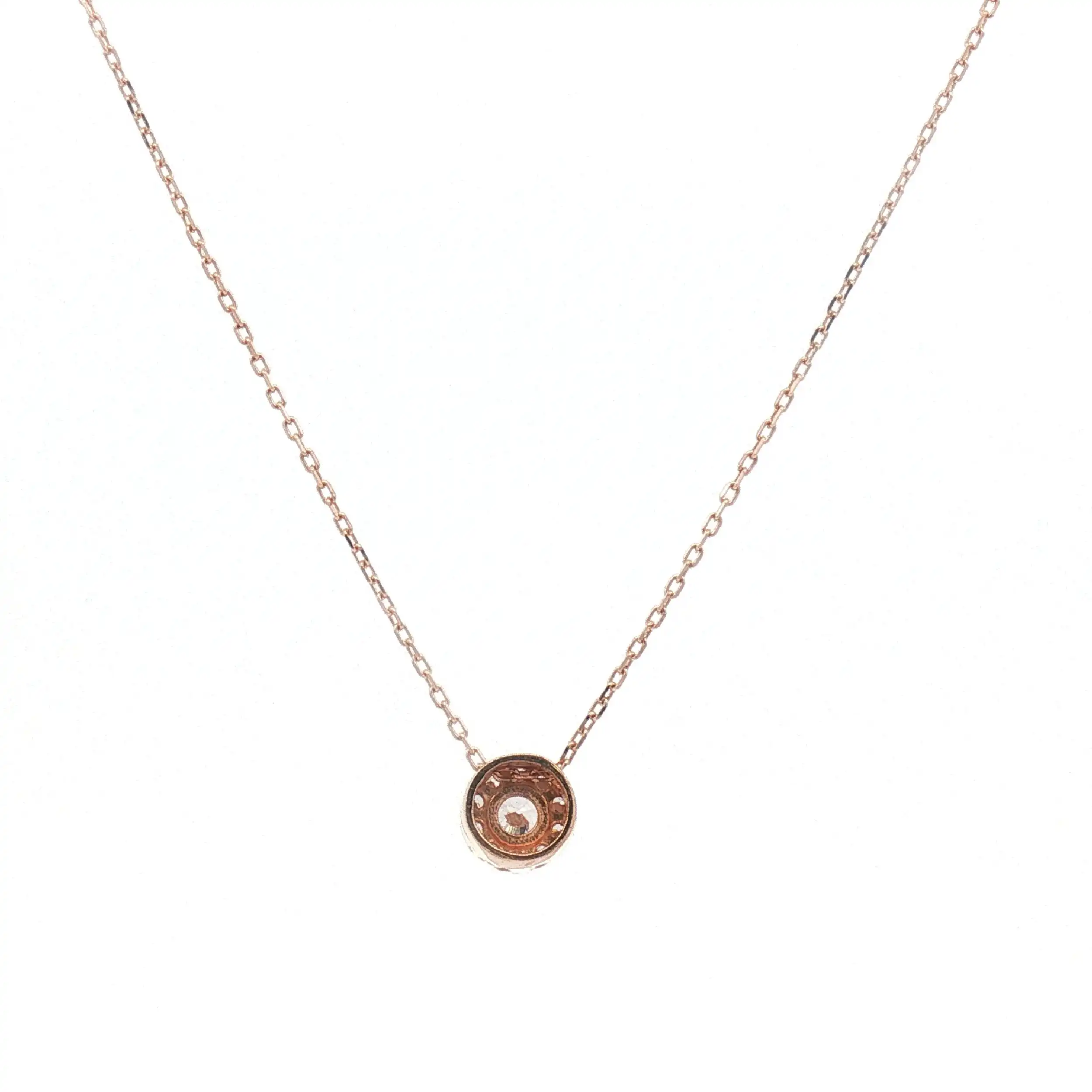 Ankerkette Rosegold mit Zirkoniastein Anhänger