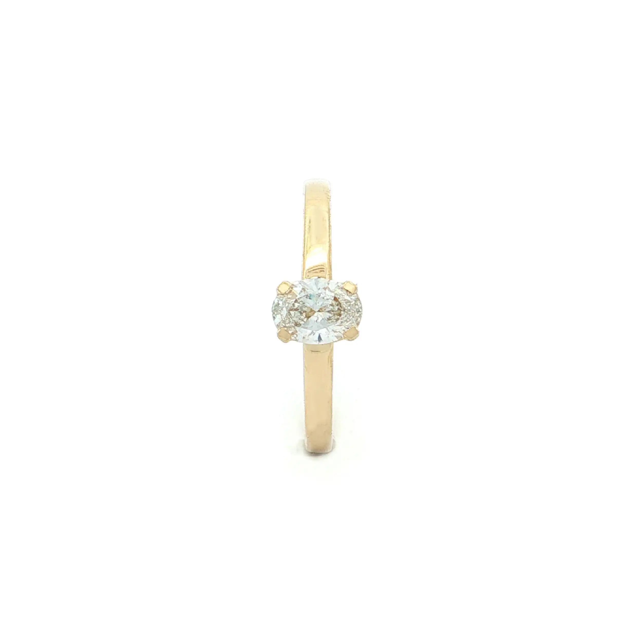 Solitärring Gelbgold mit Labgrown Diamond im Ovalschliff, graviert mit 0,5ct