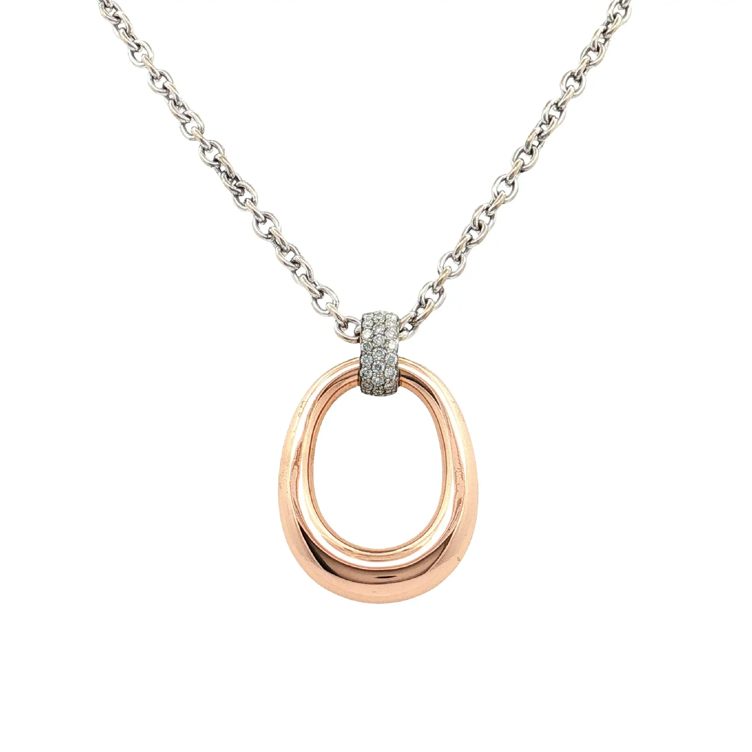 Kette Weißgold mit Anhänger Rosegold Al Coro mit Brillanten Kette Weißgold mit Anhänger Rosegold Al Coro mit Brillanten