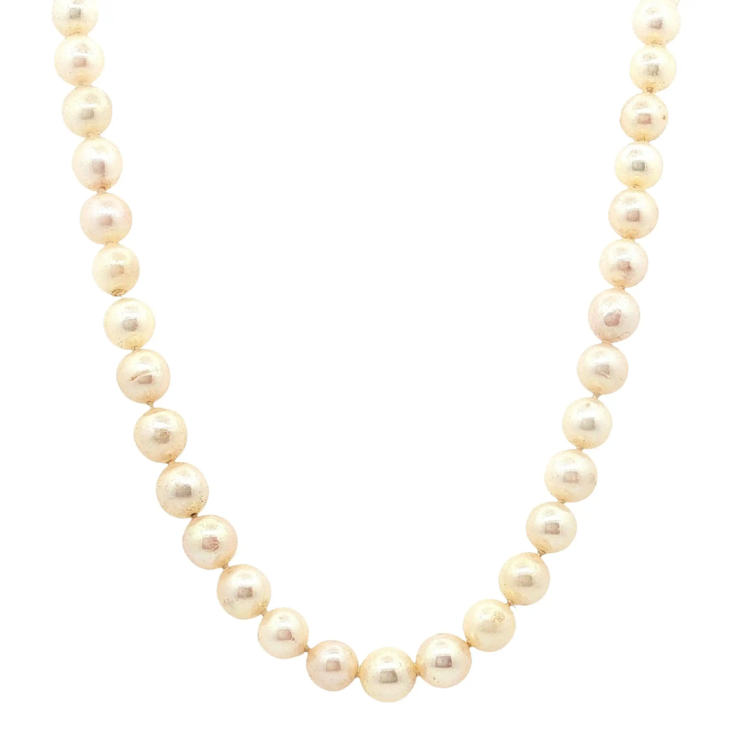 Perlenkette mit Weißgoldschloss und Diamanten