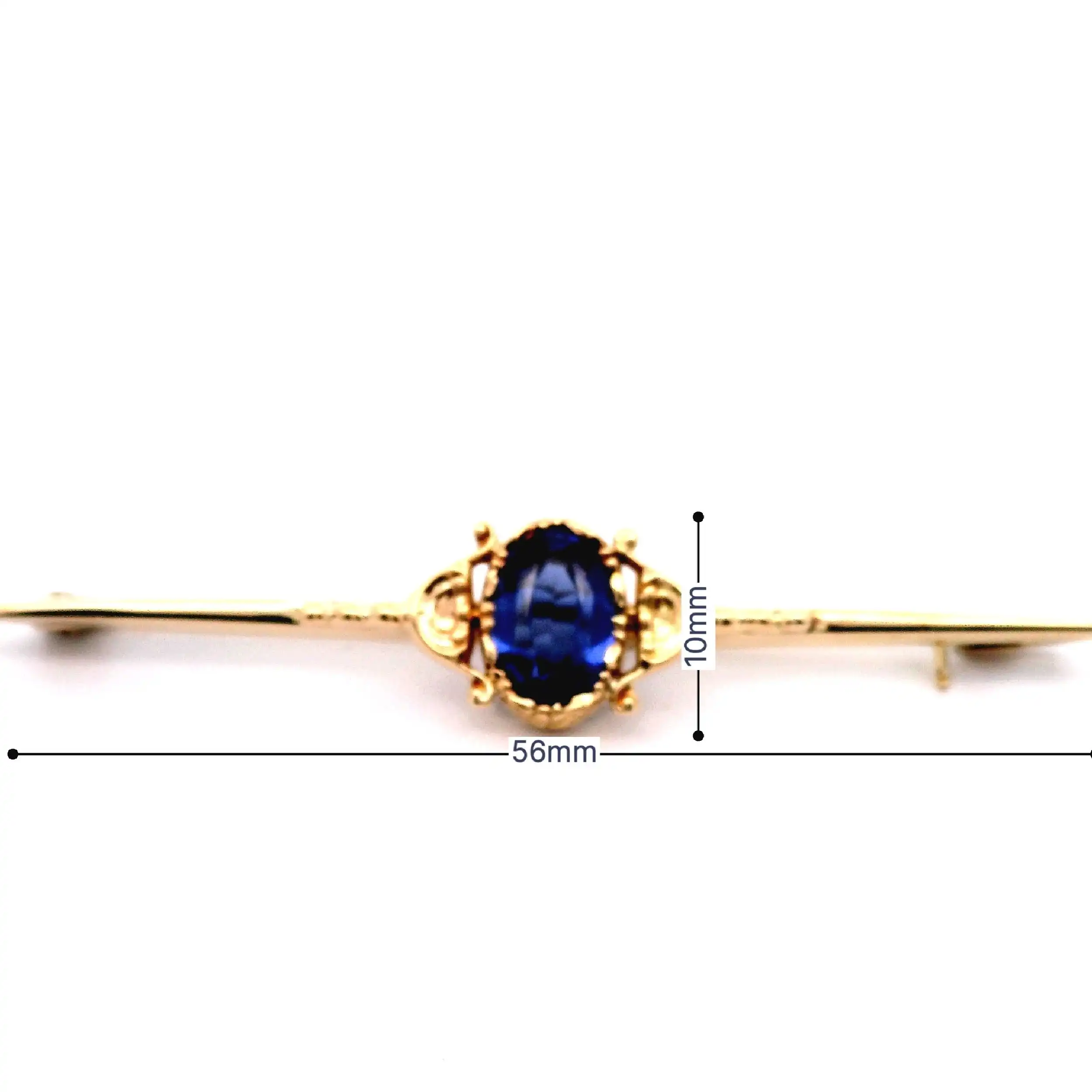 Anstecknadel Gelbgold mit synthetischem Saphir