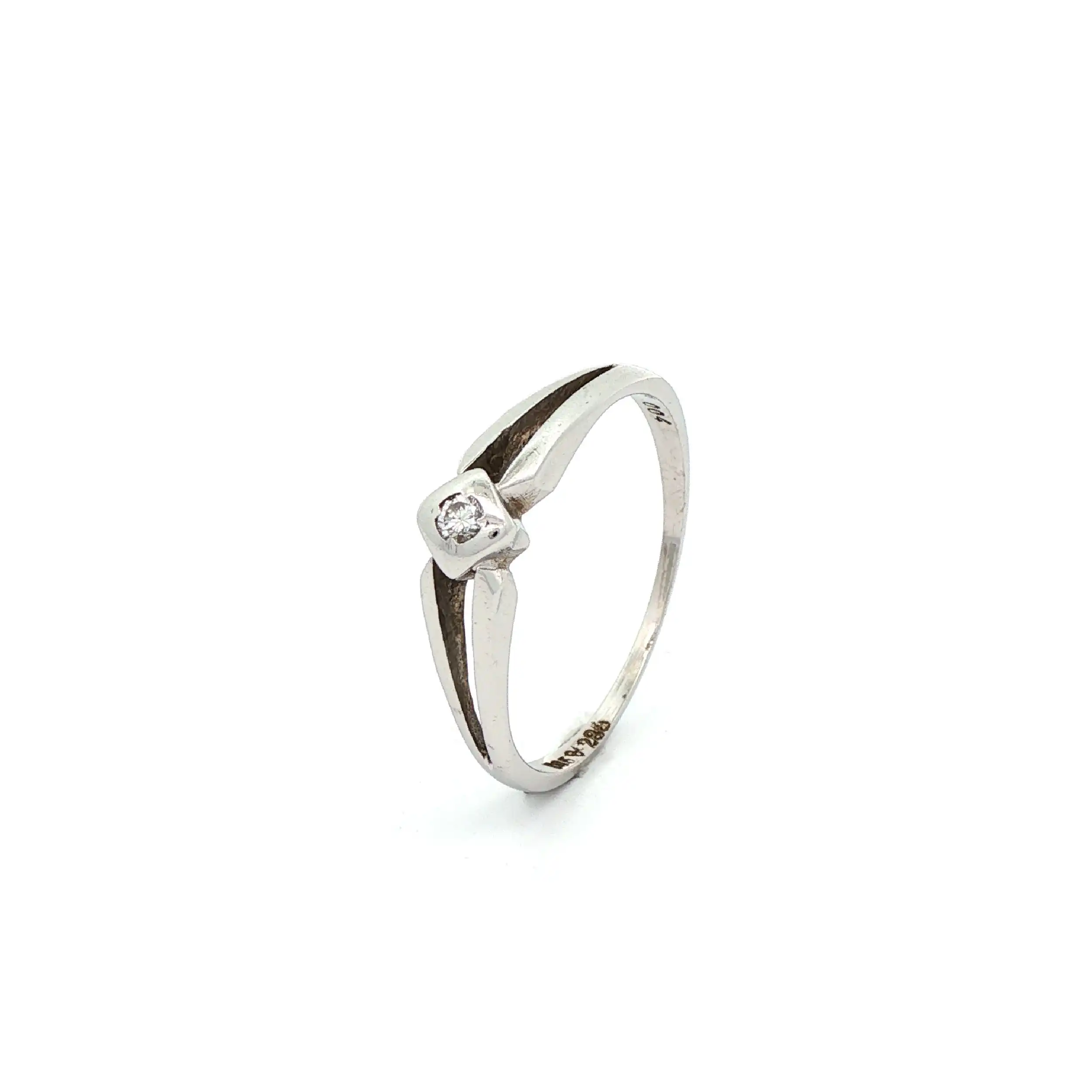 Ring Weißgold mit Brillant graviert mit 0,04ct