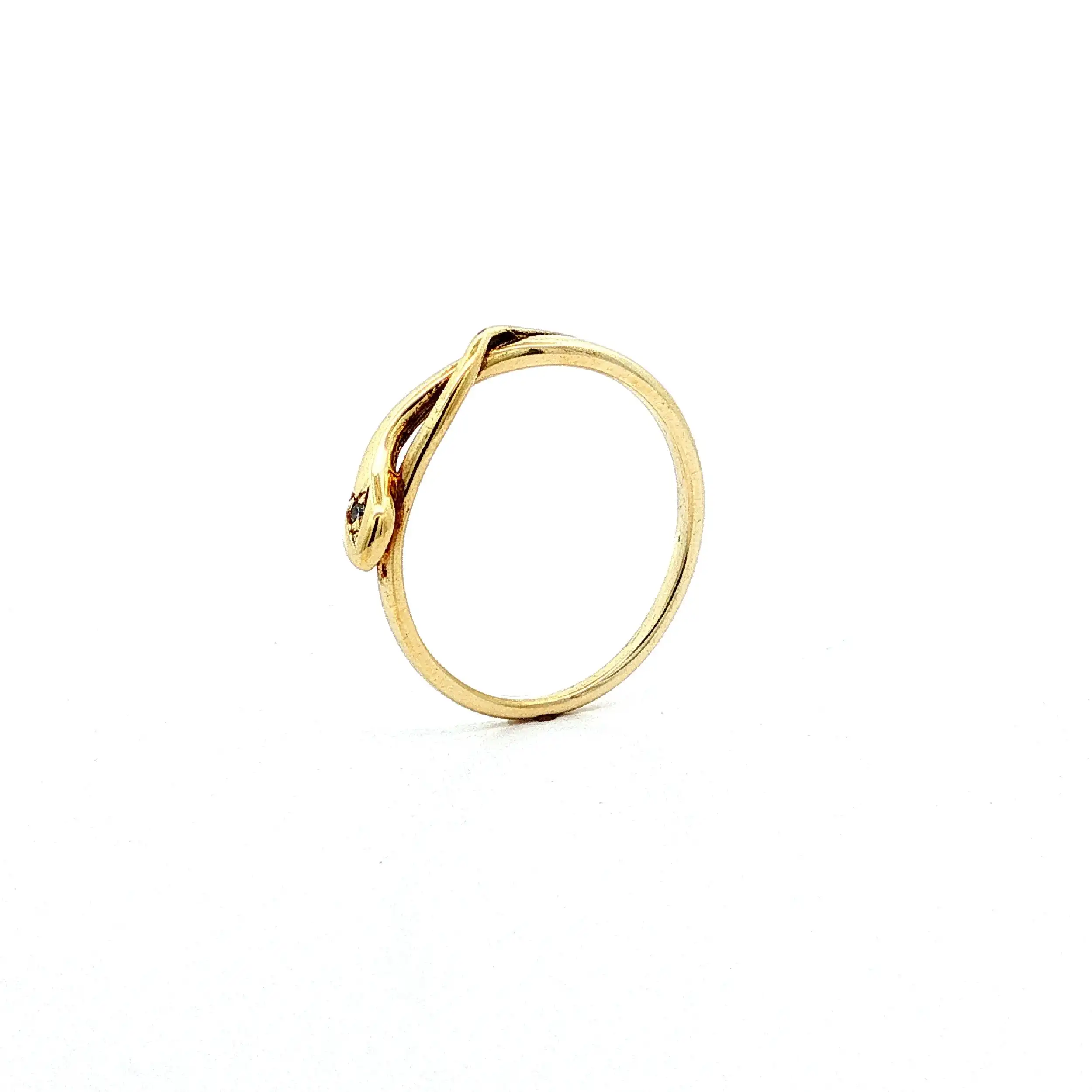 Schlangenring Gelbgold mit Diamant