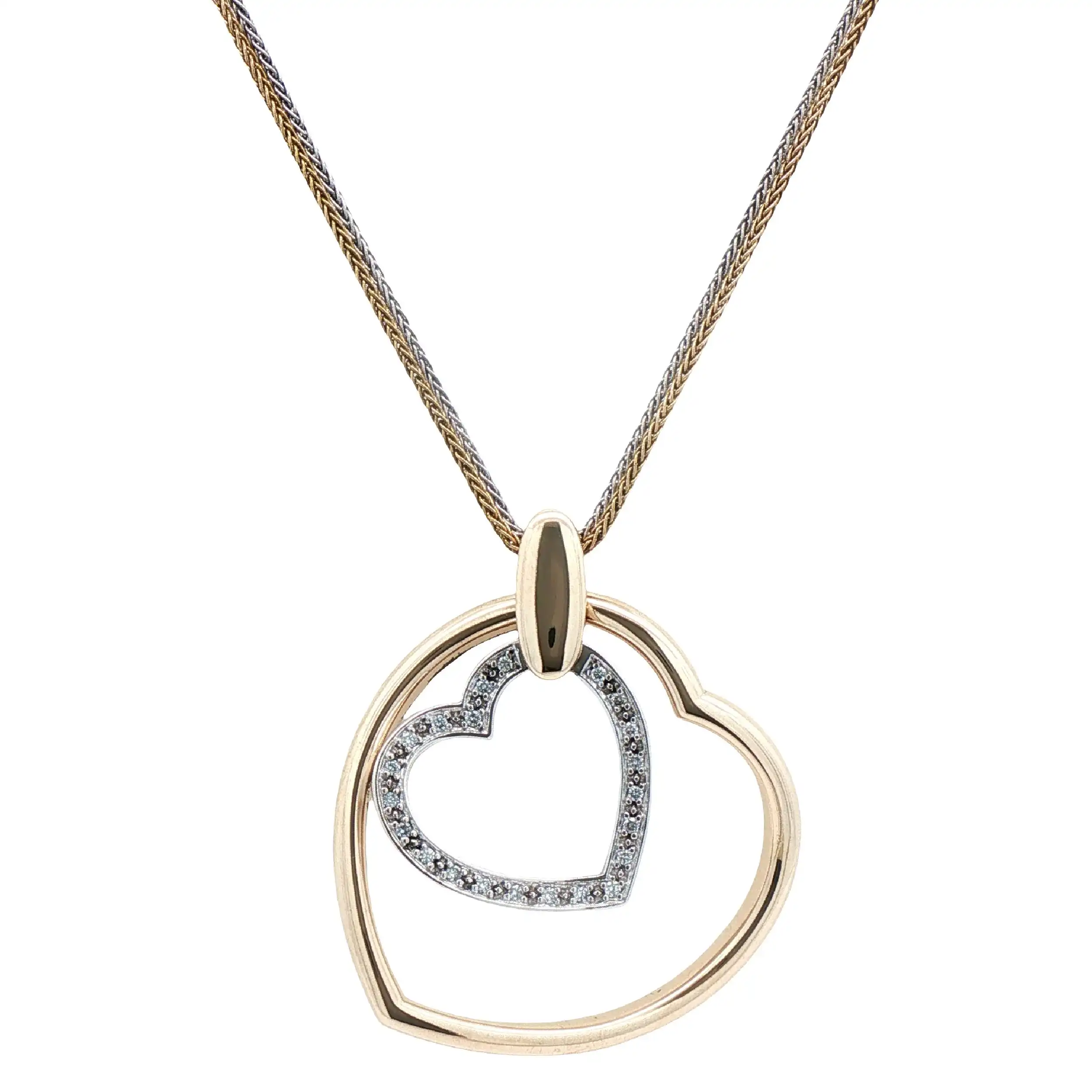 Collier Bicolor mit Herzanhänger mit Brillanten