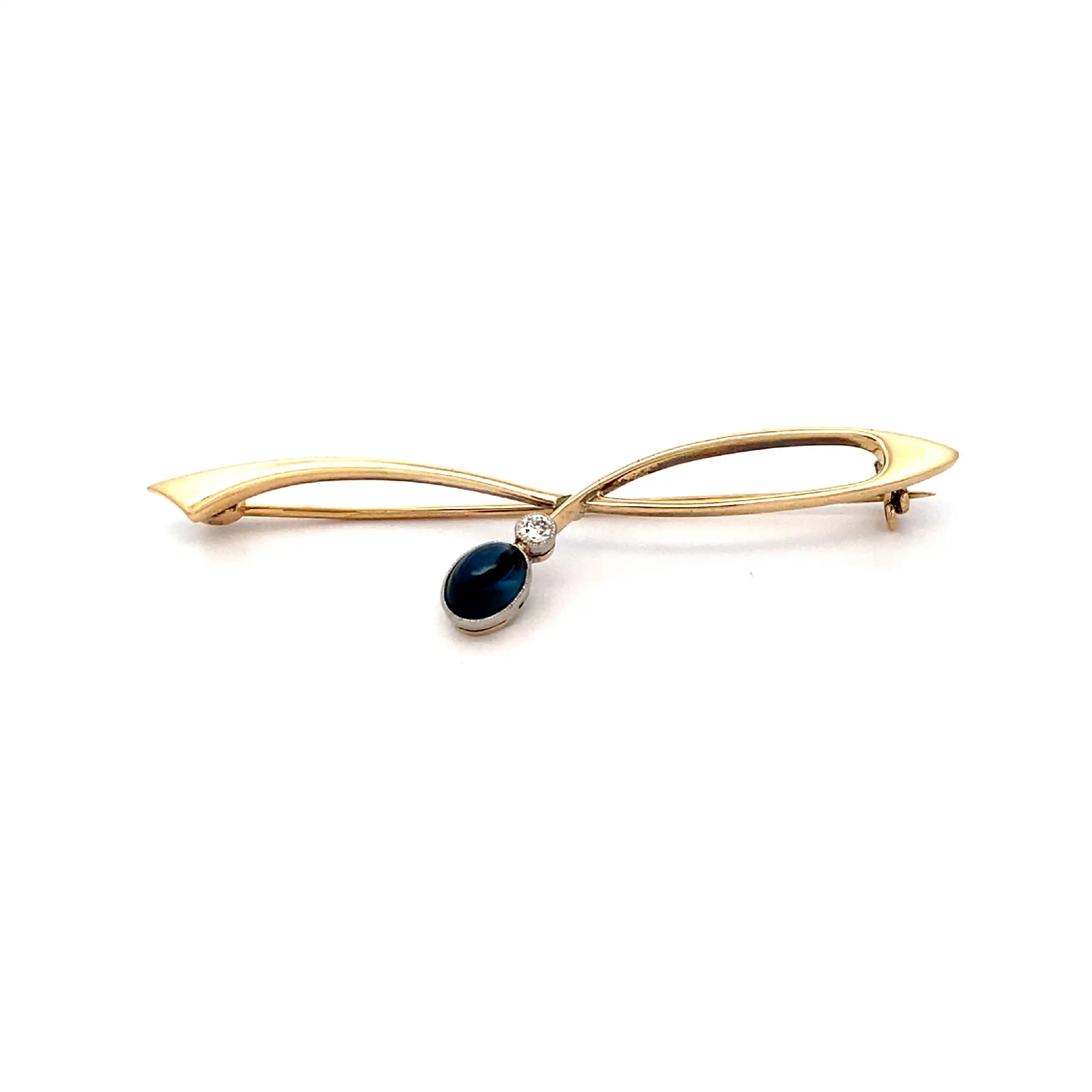 Brosche Bicolor mit Saphir und Brillant