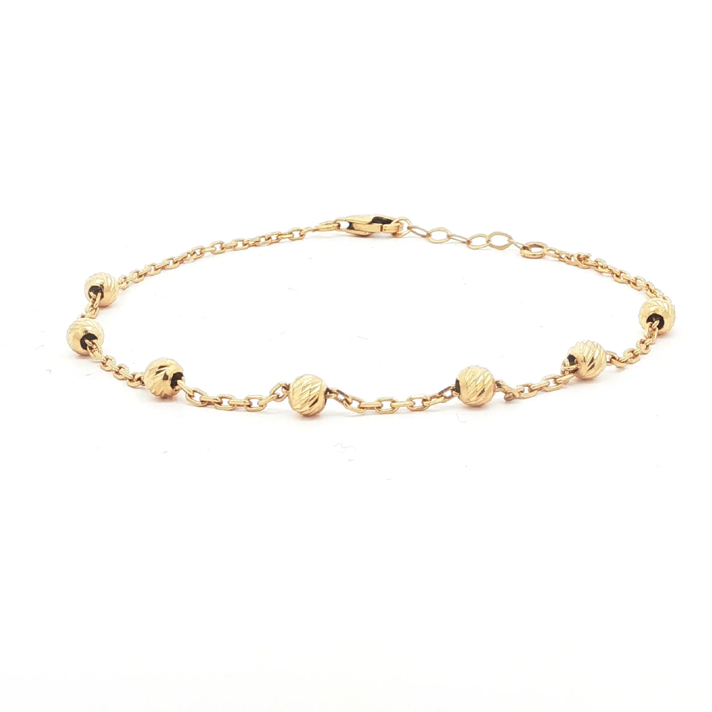 Ankerarmband Gelbgold mit diamantierten Kügelchen