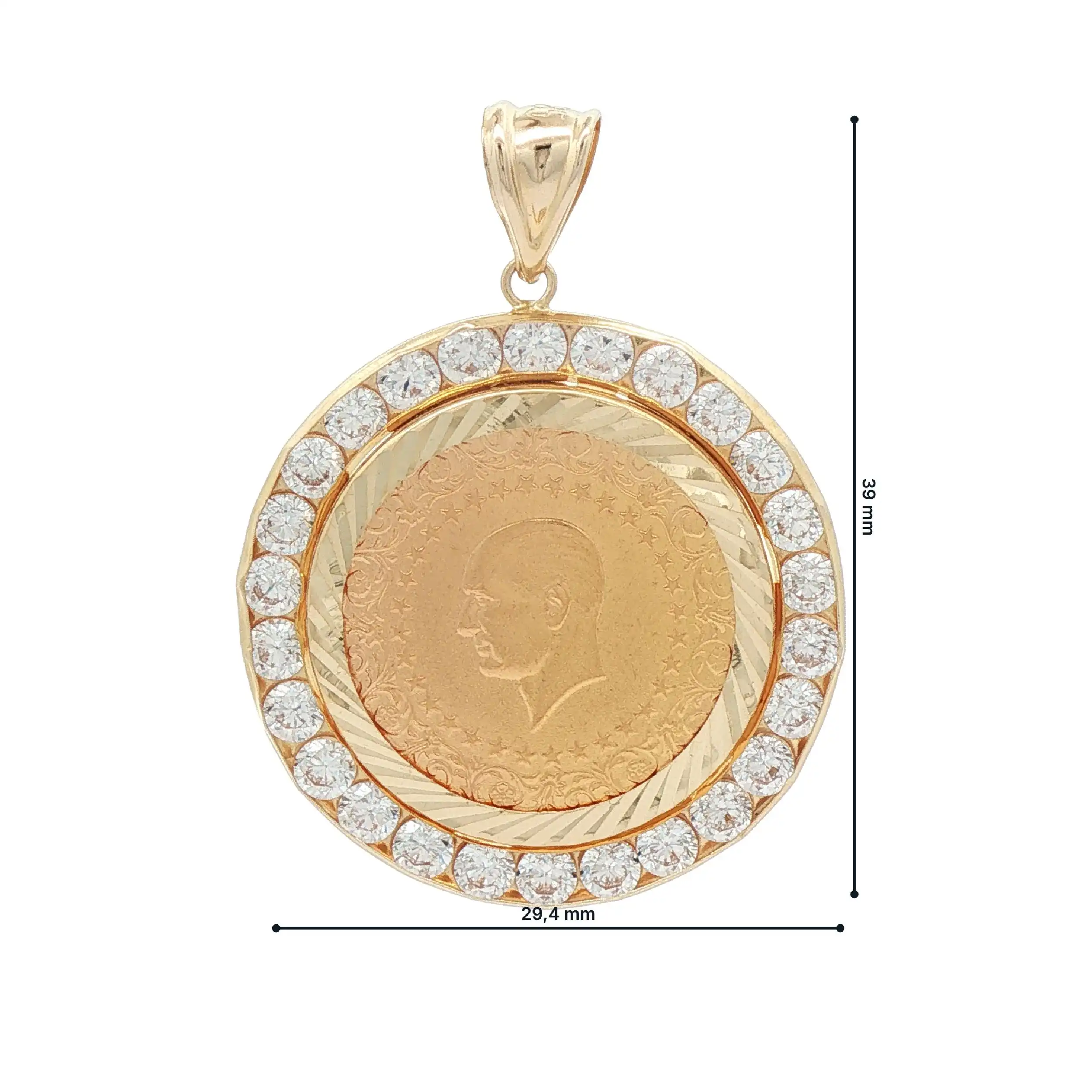 Anhänger Gelbgold mit Piaster und Zirkonia