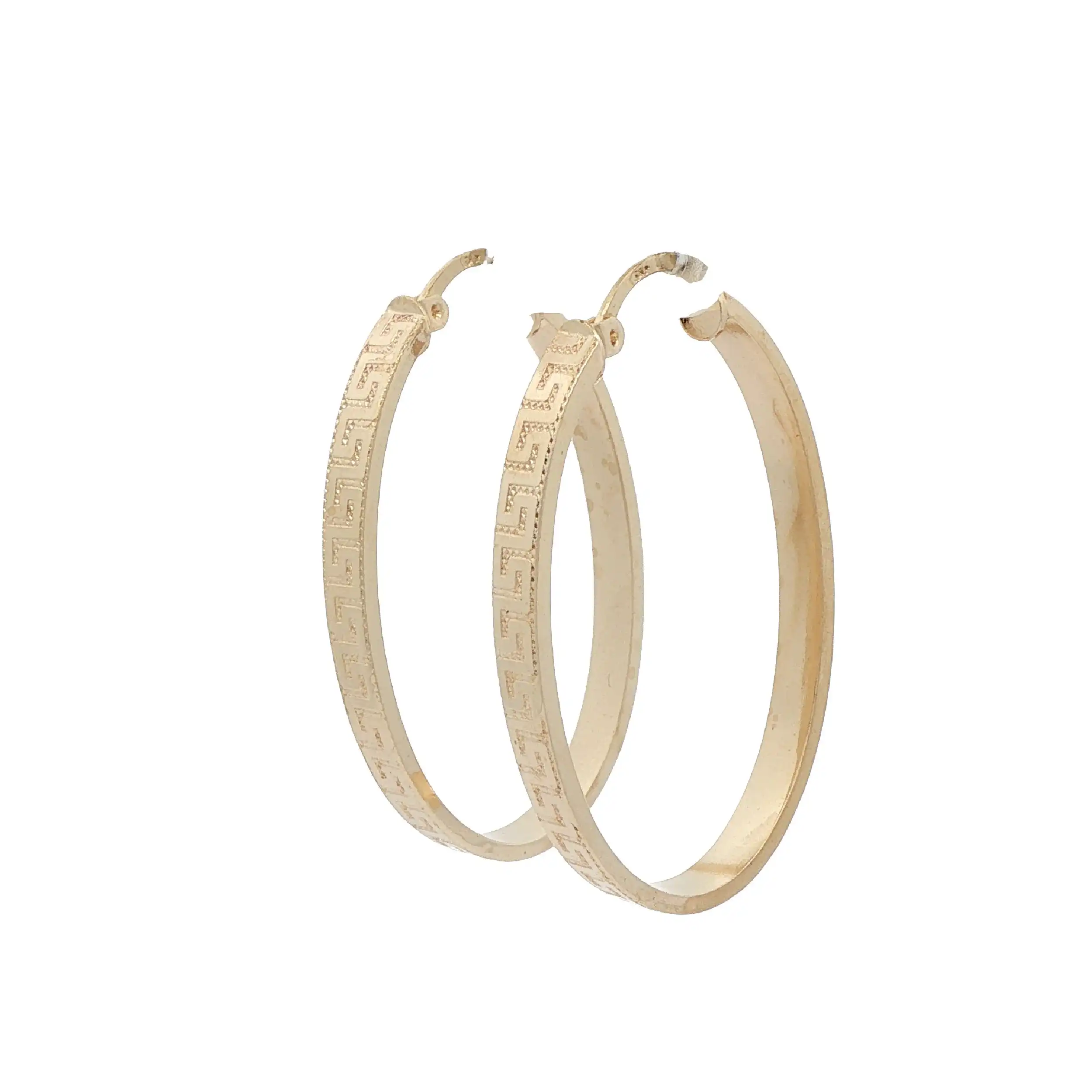 Creolen Gelbgold halbmassiv mit "Greca-Muster"