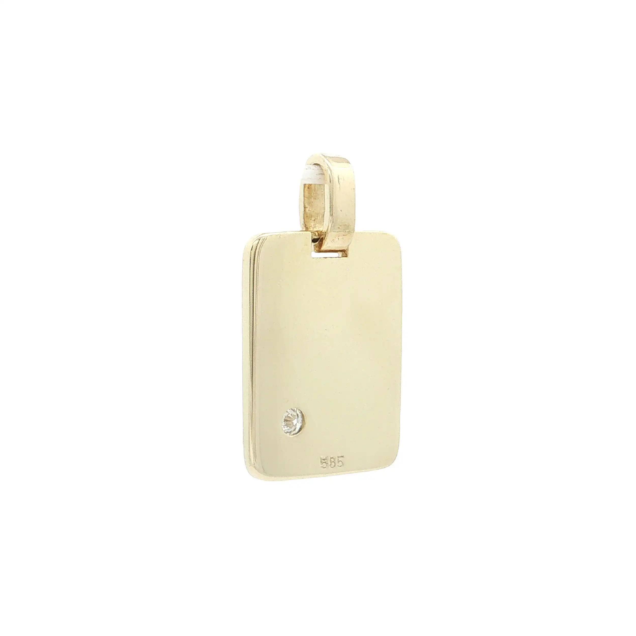 Anhänger Gelbgold Gravurplatte mit Brillant Anhänger Gelbgold Gravurplatte mit Brillant