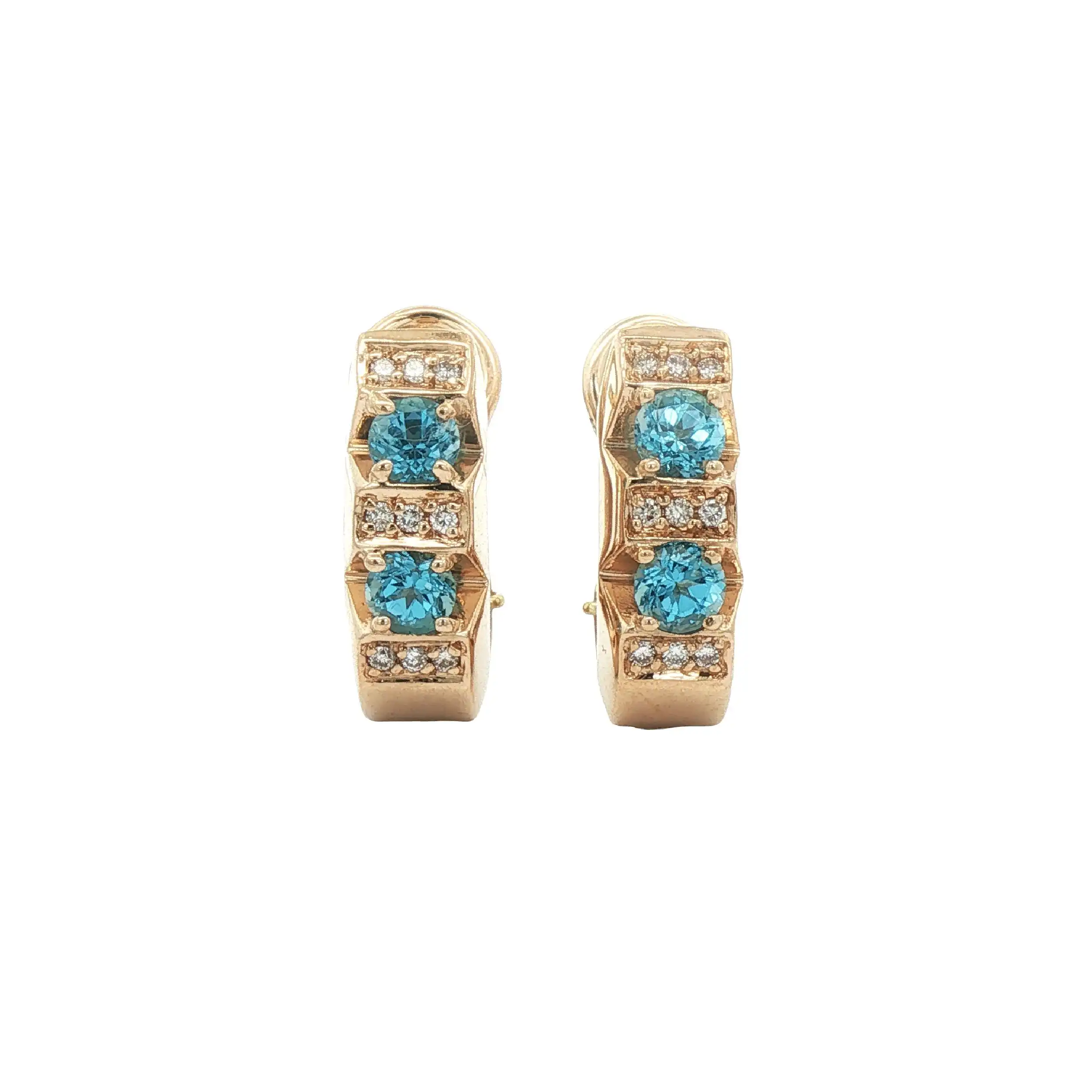 Ohrclips Gelbgold mit Brillanten und Aquamarin