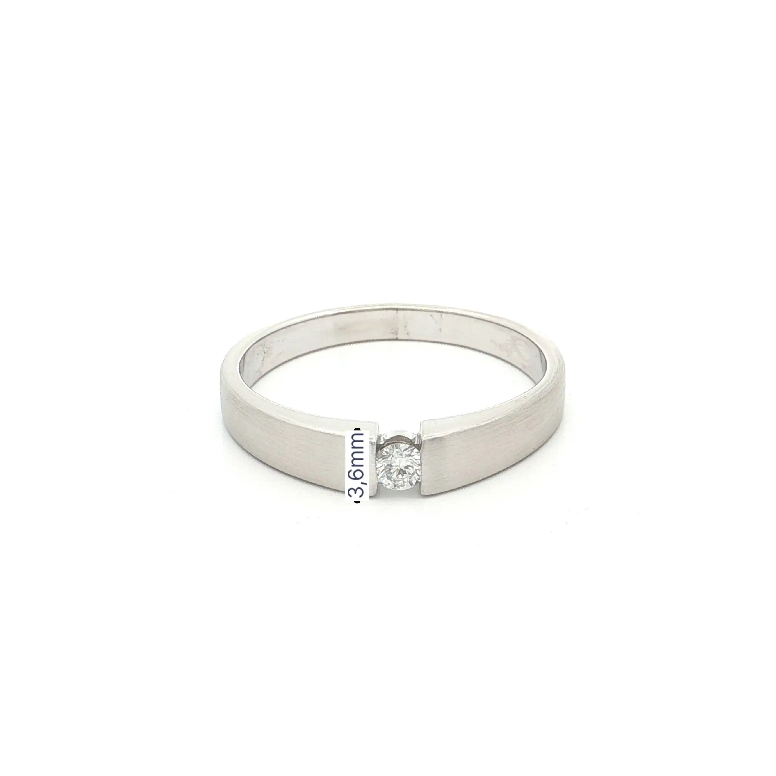 Ring Weißgold mattiert mit Brillant, graviert 0,08 ct W-LR