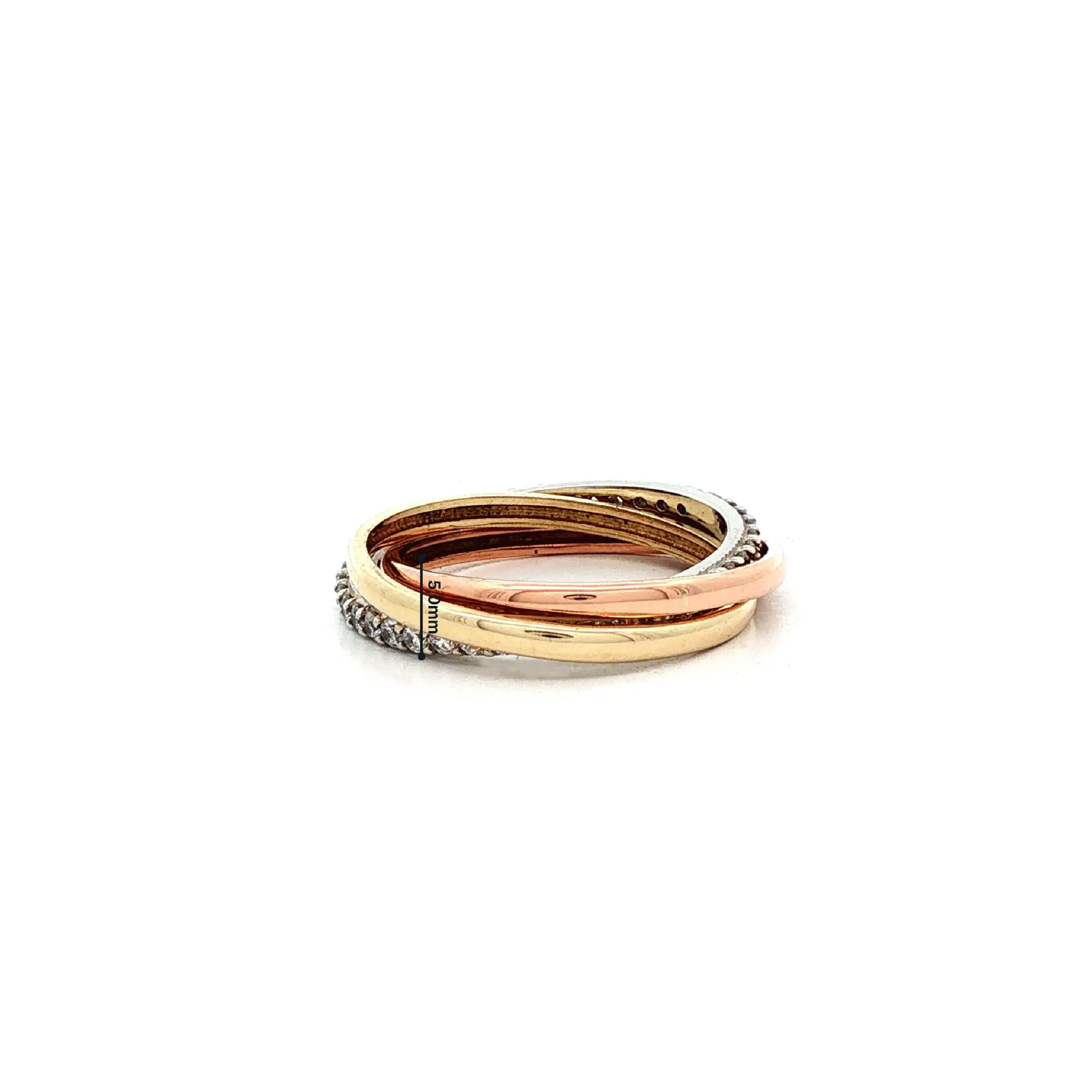 Rollring Tricolor mit Zirkonia