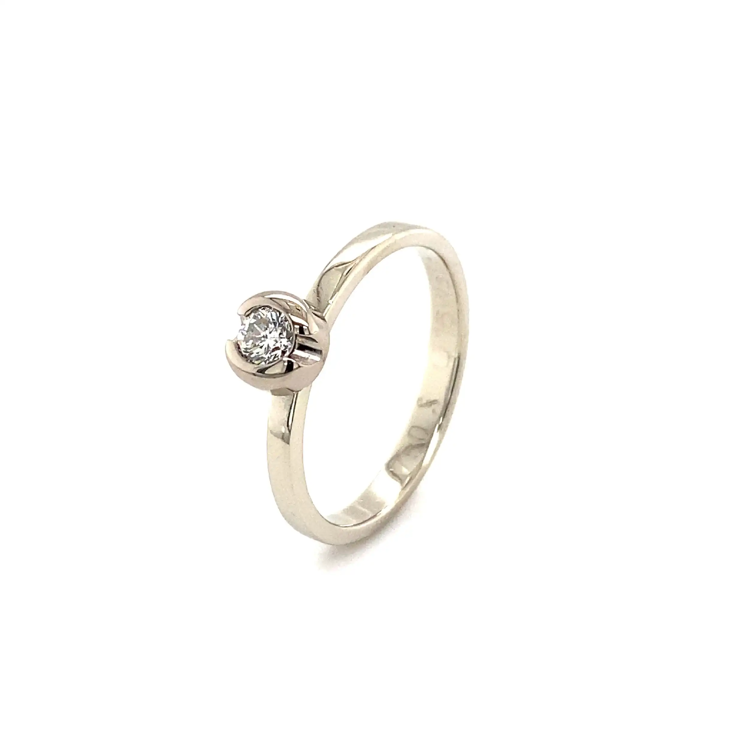 Ring Weißgold mit Brillant, graviert mit 0,16ct. W/SI