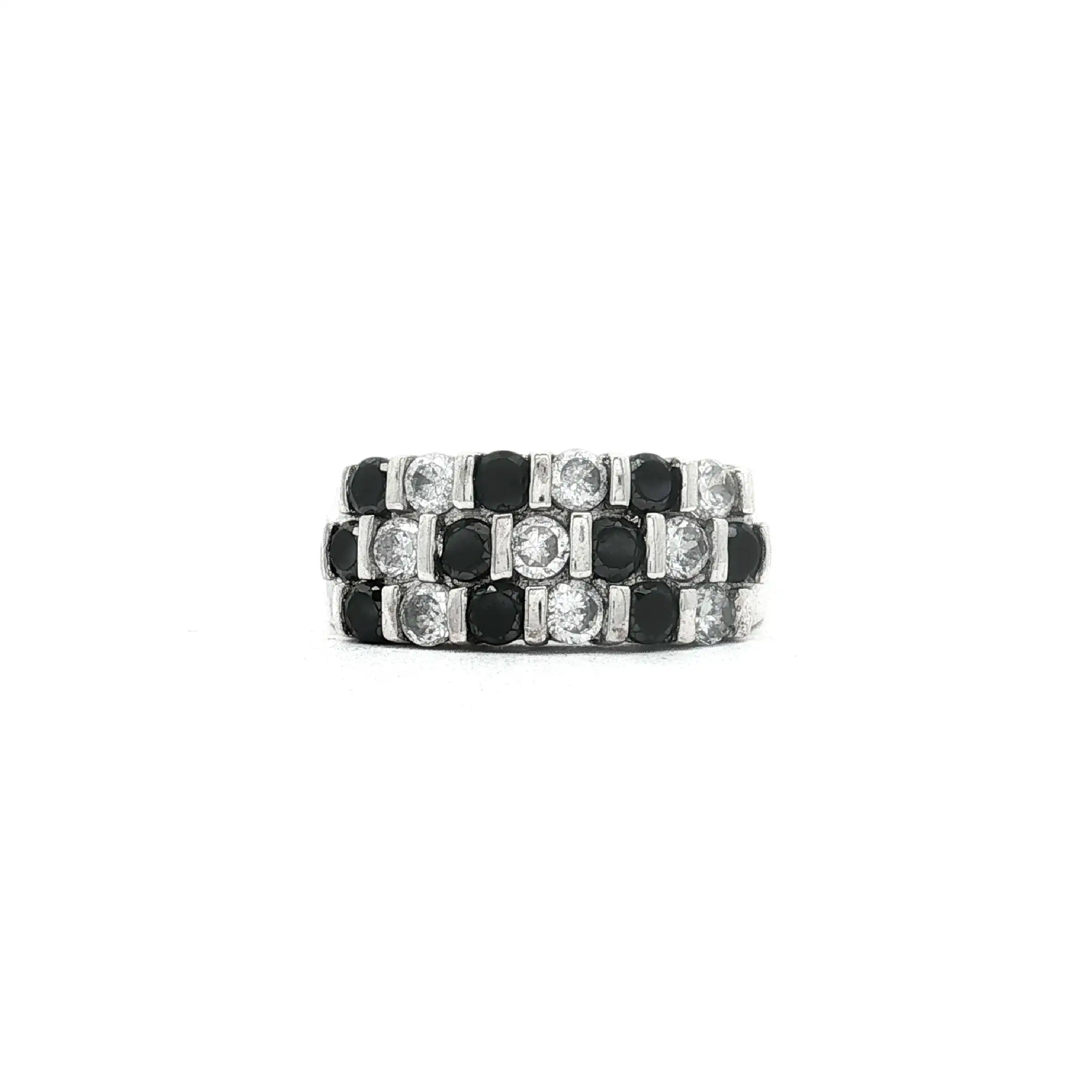 Ring Silber mit schwarzen und weißen Zirkonia