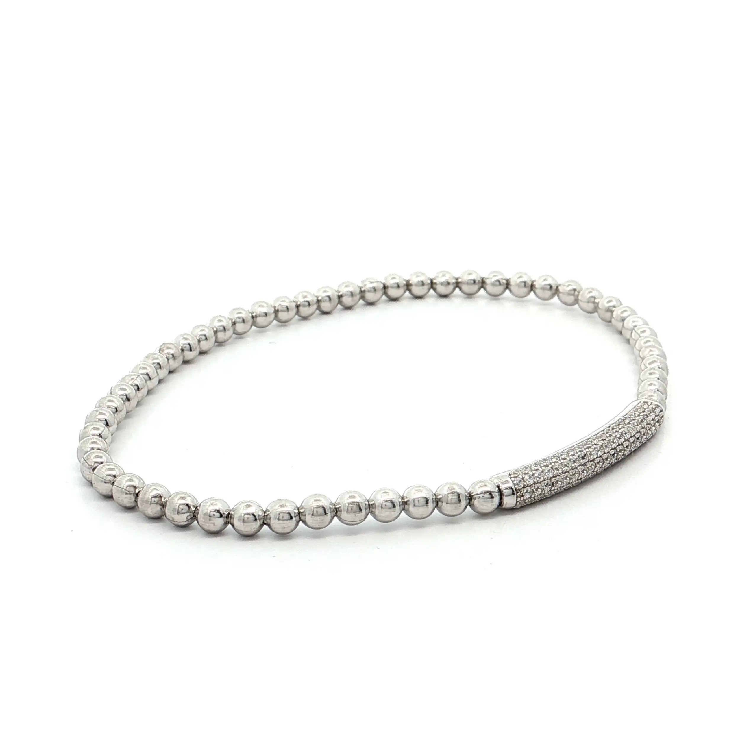 Kügelchenarmband Silber elastisch "Stäbchen" mit Zirkonia Kügelchenarmband Silber elastisch "Stäbchen" mit Zirkonia