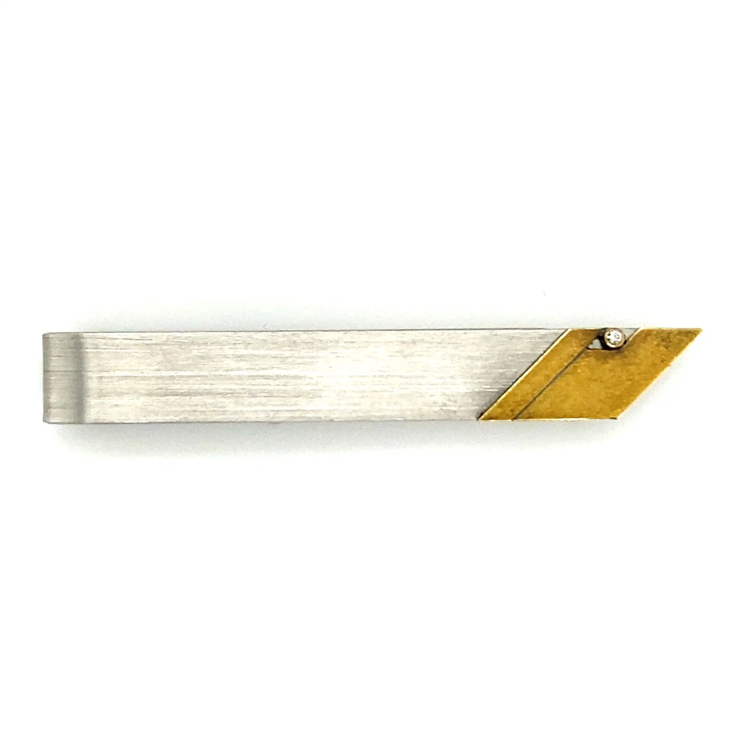 Krawattenklemme Stahl mit Gold & Brillanten Krawattenklemme Stahl mit Gold & Brillanten