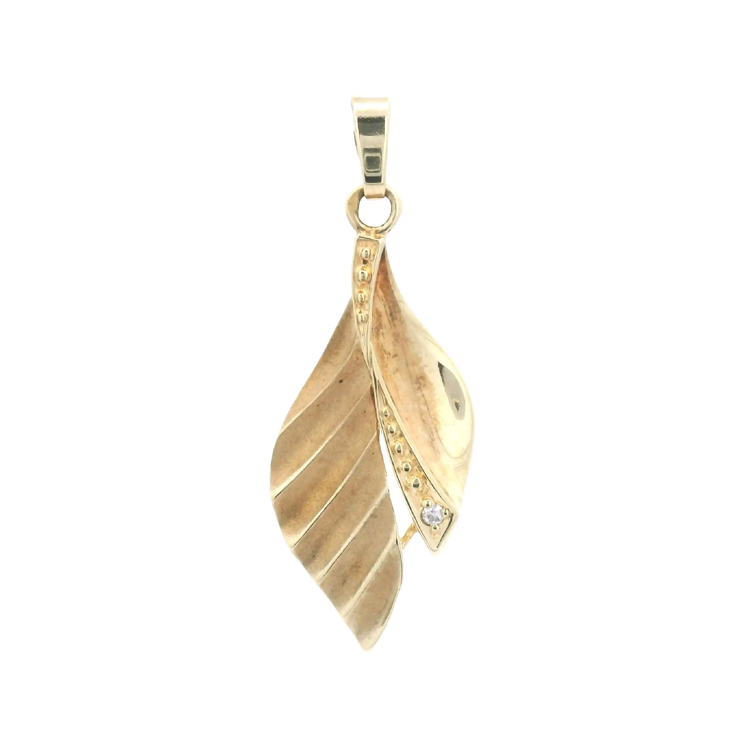 Anhänger Gelbgold Blatt mit Zirkonia Anhänger Gelbgold Blatt mit Zirkonia