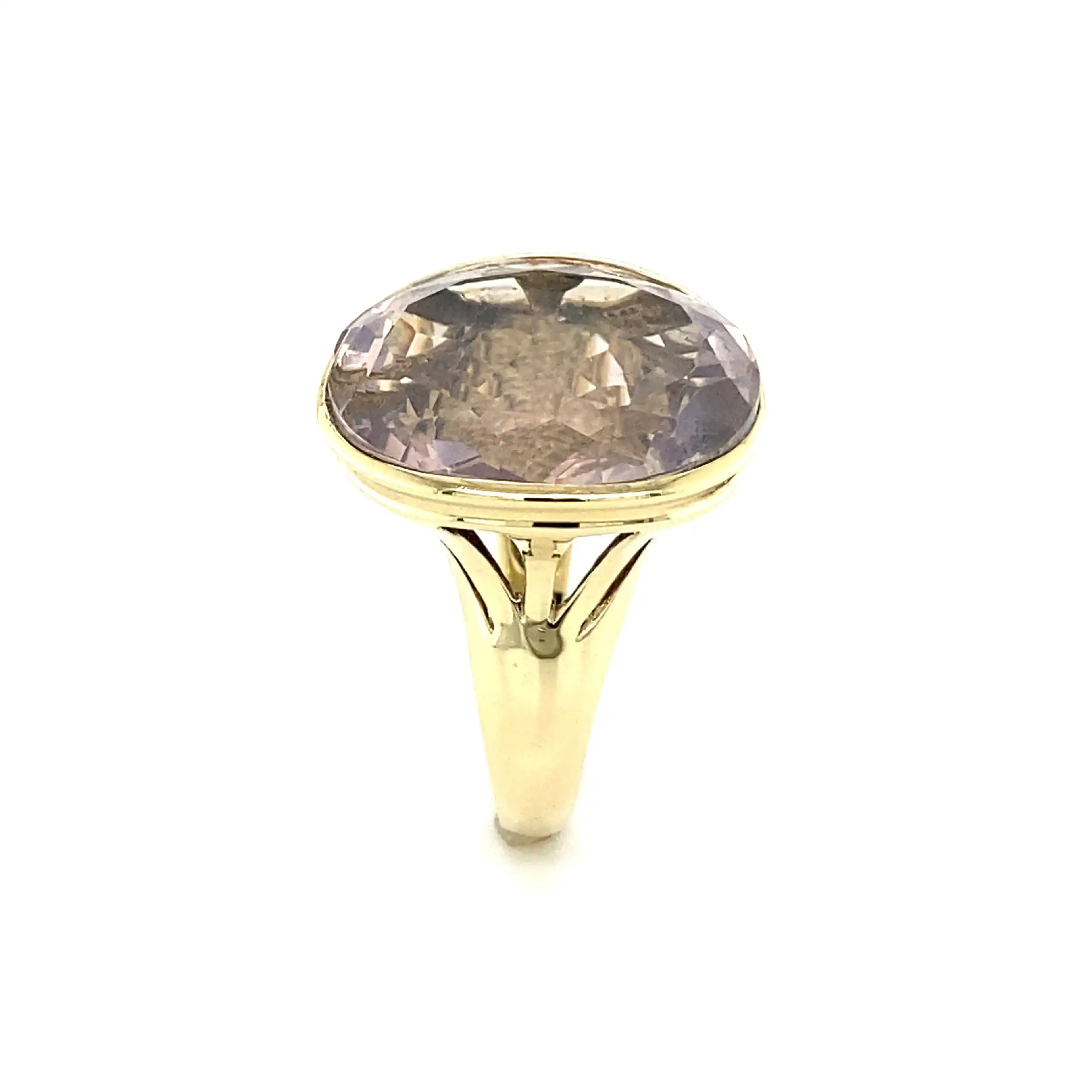 Ring Gelbgold mit rosa Quarz
