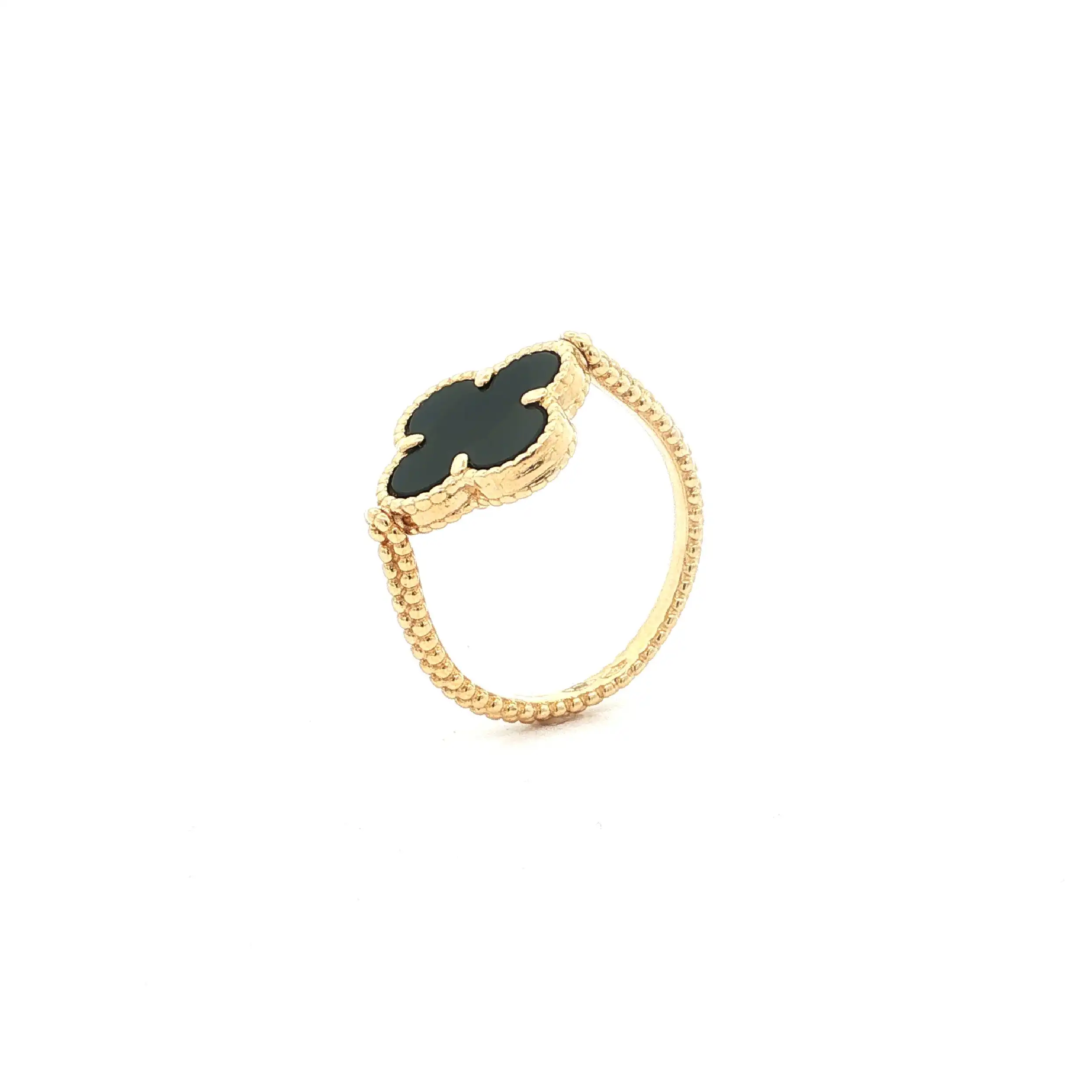 Ring Gelbgold Blume Wendemodell mit Onyx