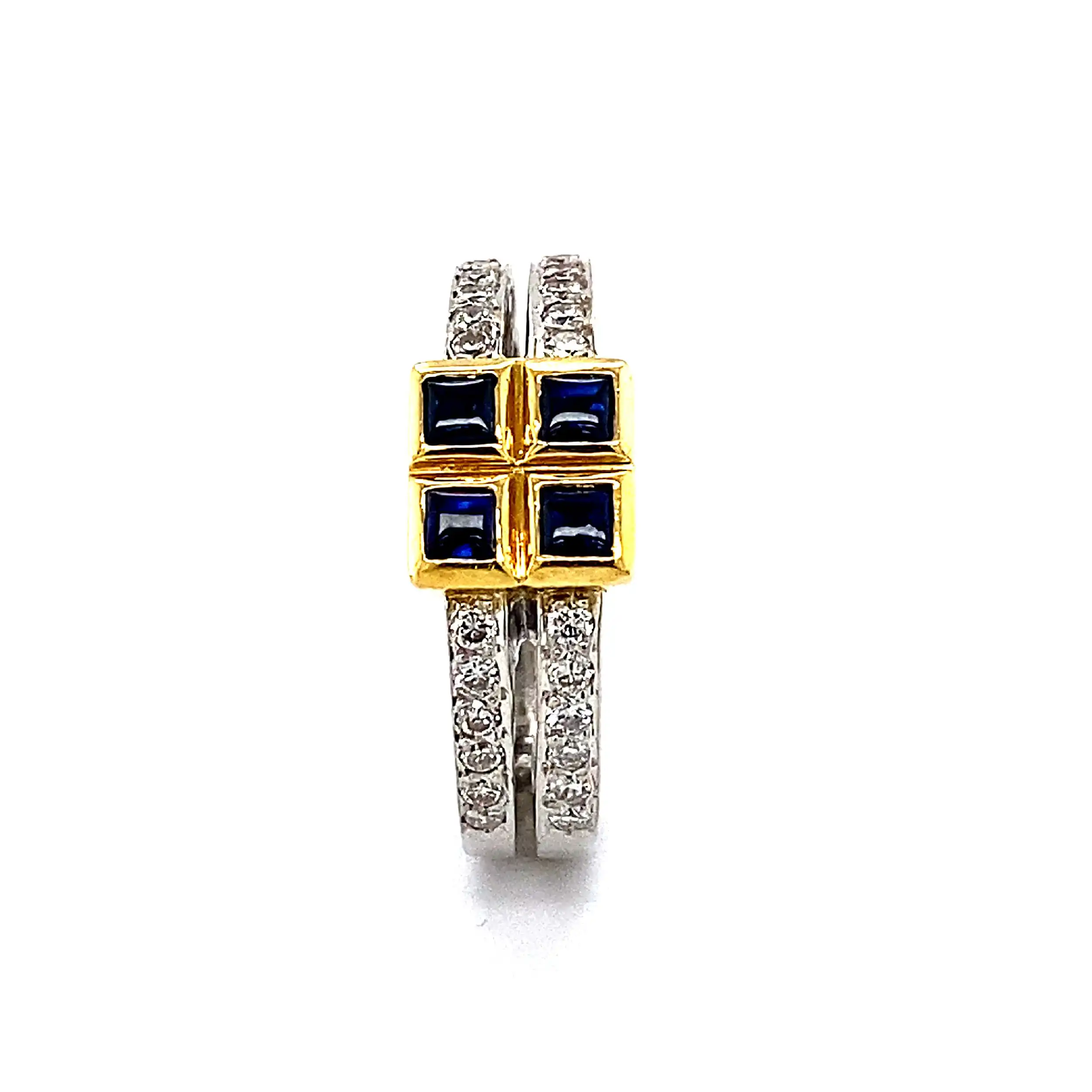 Ring Bicolor mit Brillanten und blauen Farbsteinen Ring Bicolor mit Brillanten und blauen Farbsteinen
