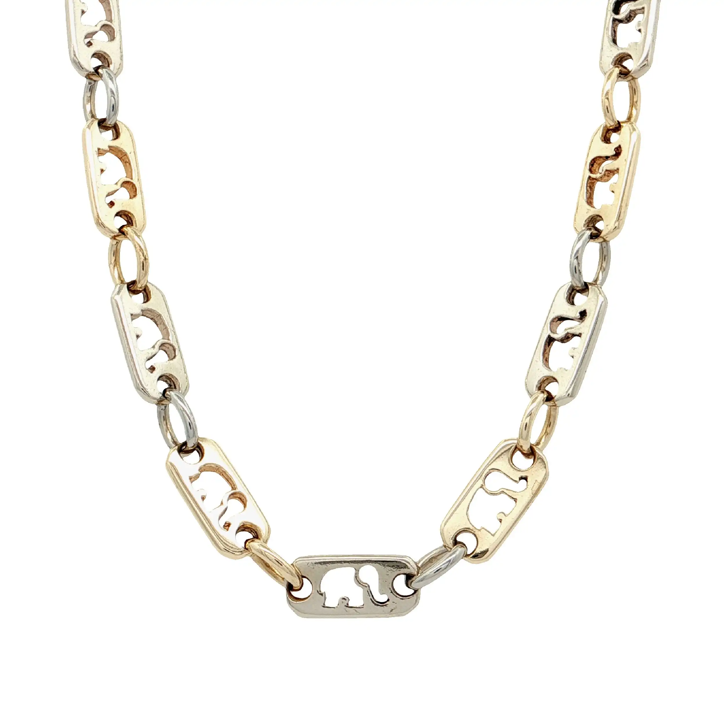 Plattenkette Bicolor "Elefanten'' mit Diamanten am Verschluss