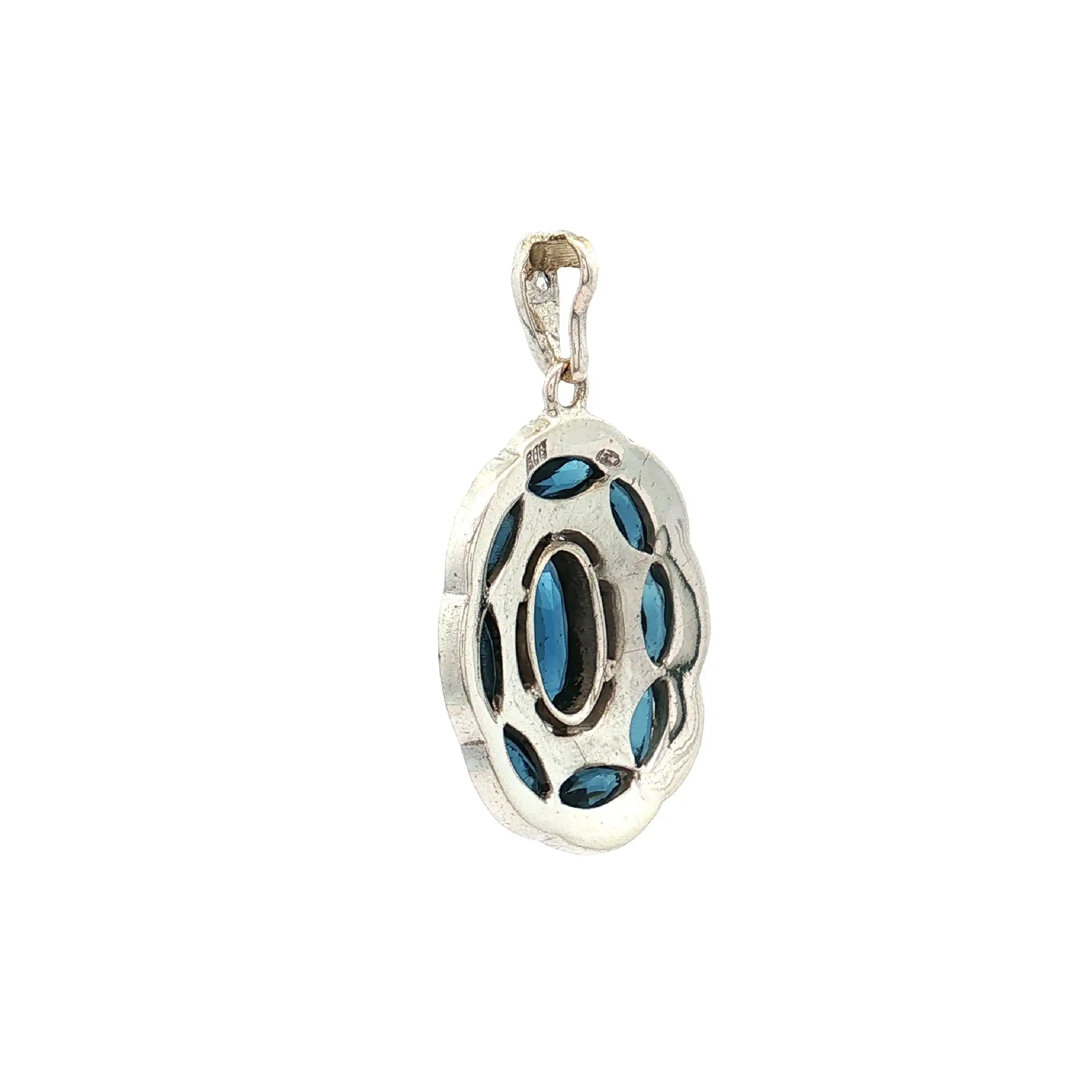 Anhänger Silber mit blauem Steinen und Zirkonia