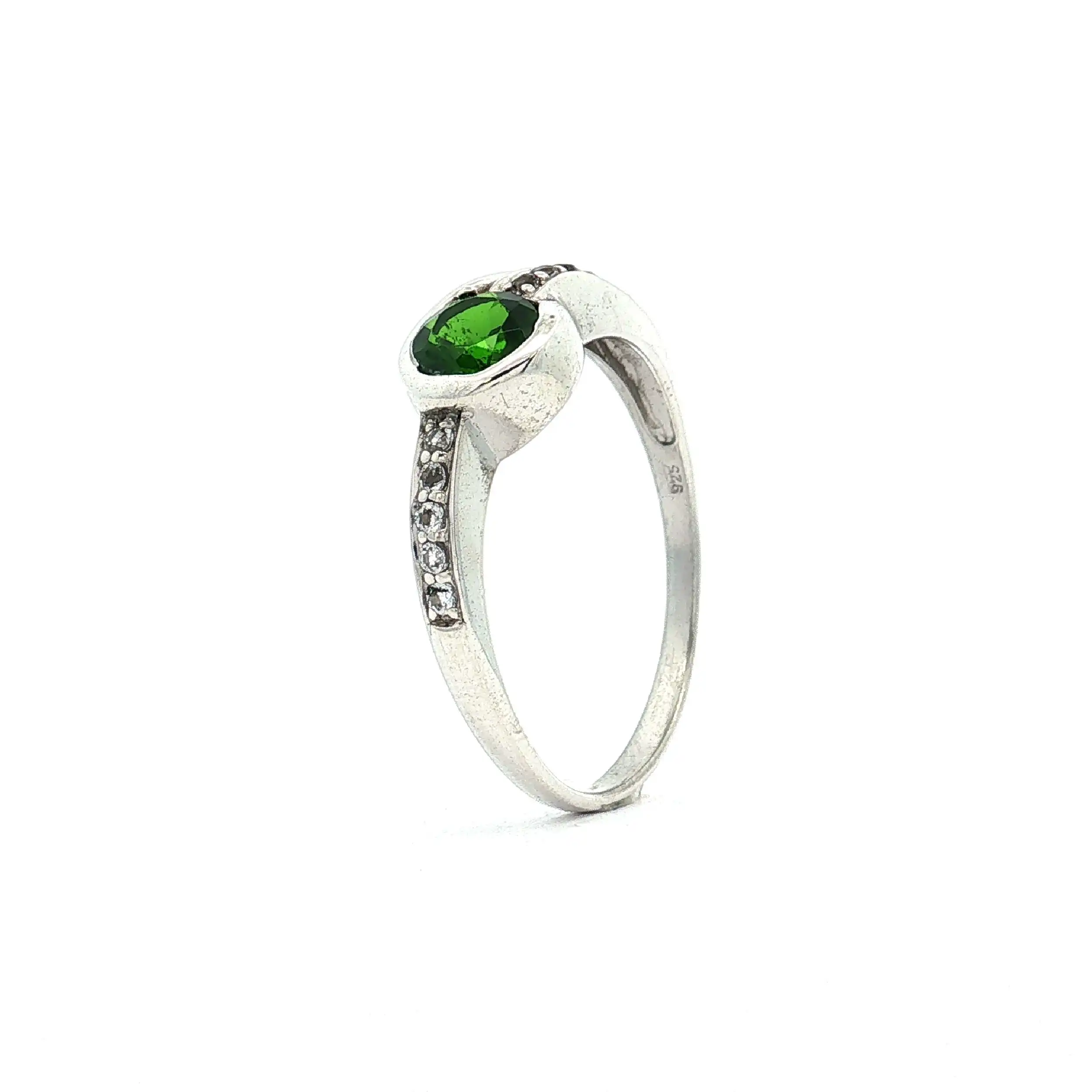 Ring Silber mit Russischer Diopsid und weißen Topas
