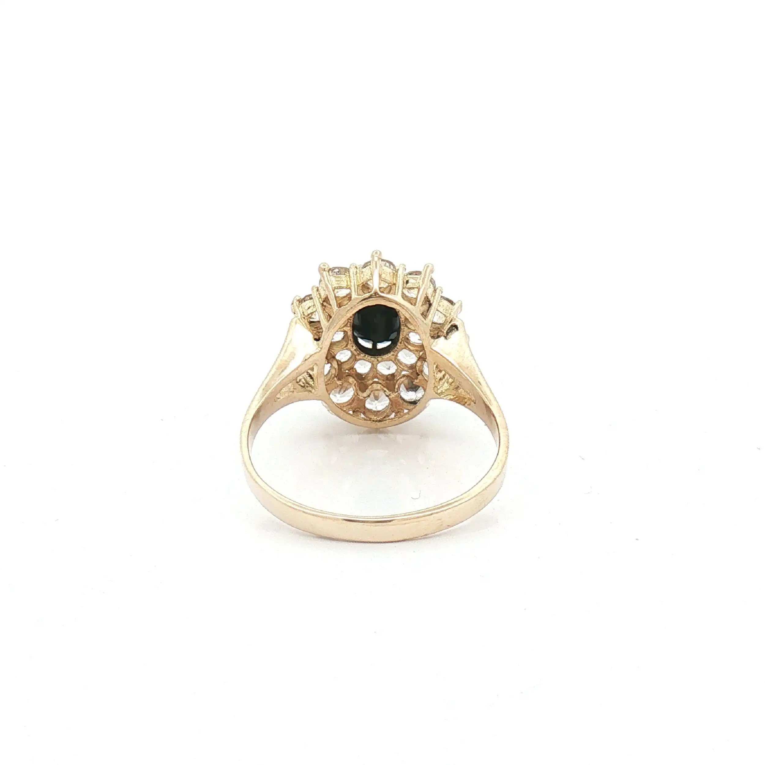 Ring Gelbgold mit blauem Farbstein und Zirkonia