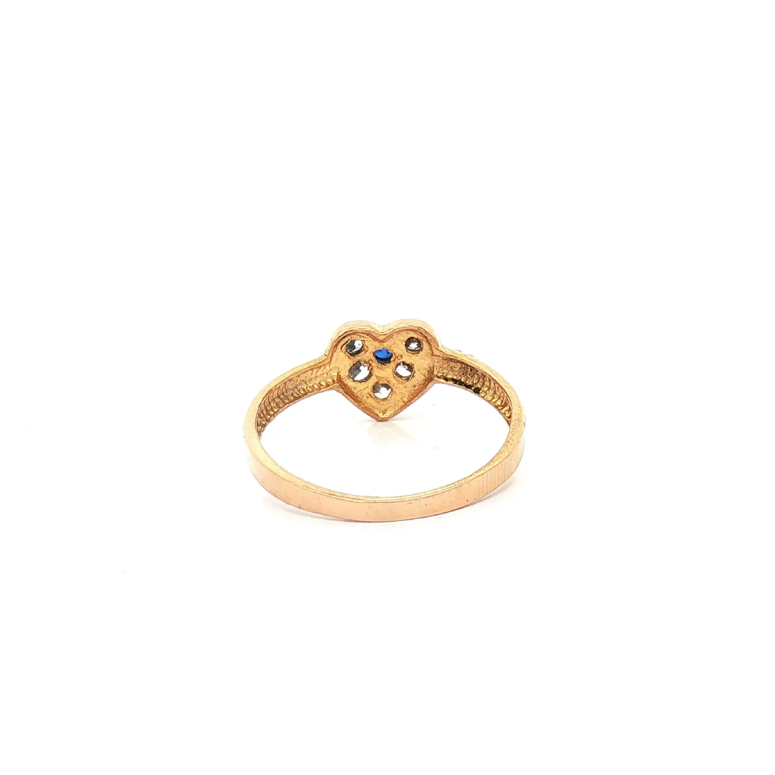 Ring Gelbgold mit Herz Zirkonia und blauem Farbstein