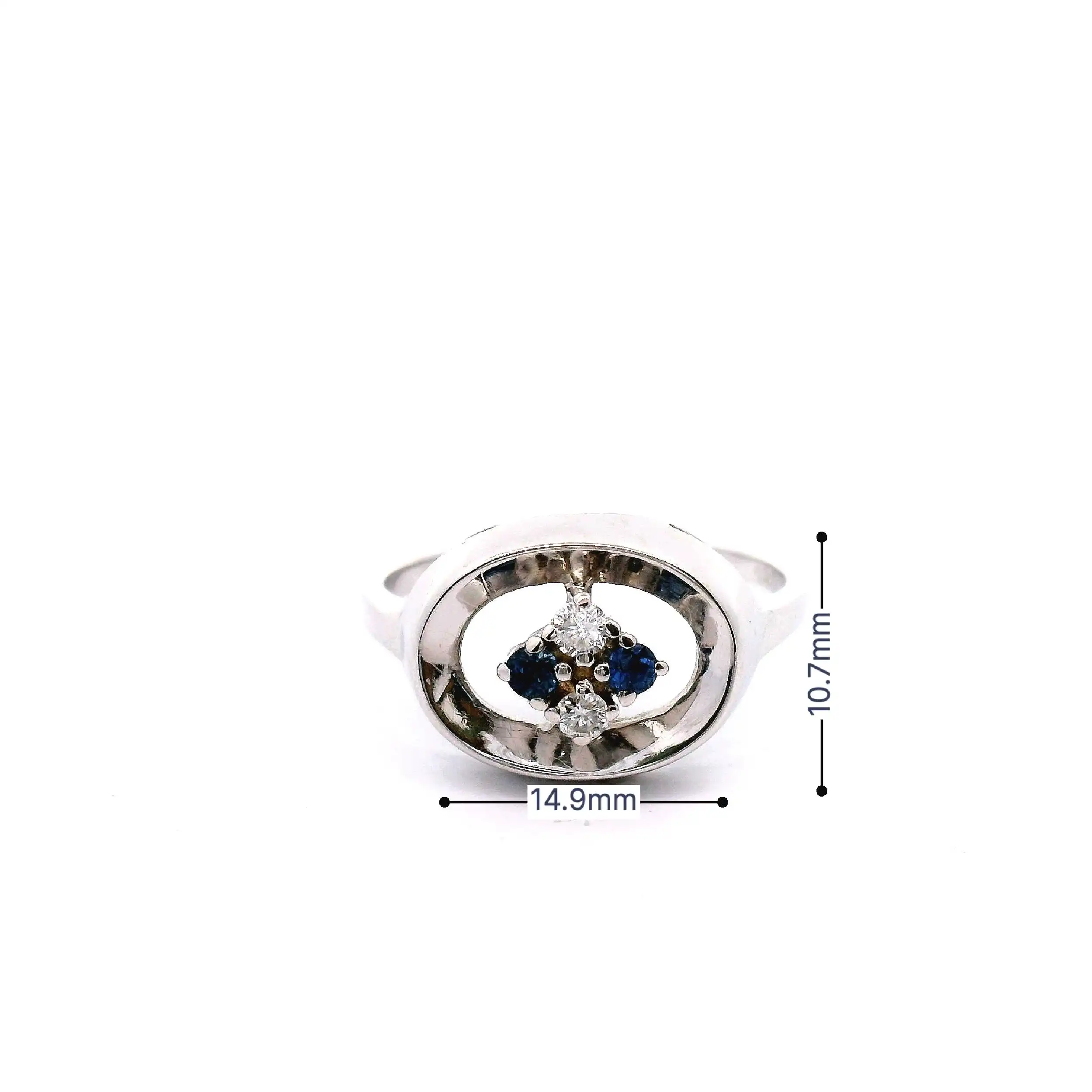 Ring Weißgold mit Brillanten und Saphir