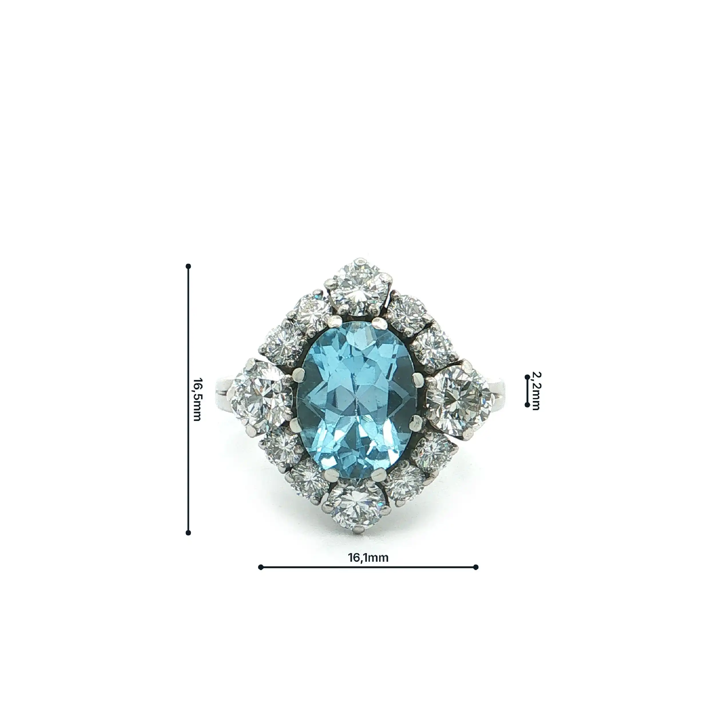 Ring Weißgold mit Blautopas und Brillanten