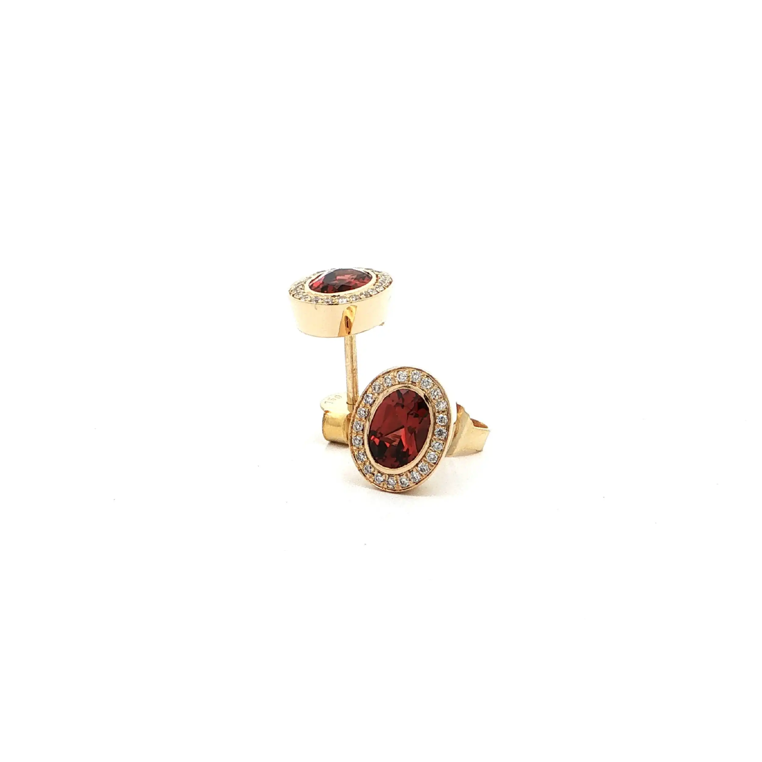 Ohrstecker Gelbgold mit Granat & Brillanten