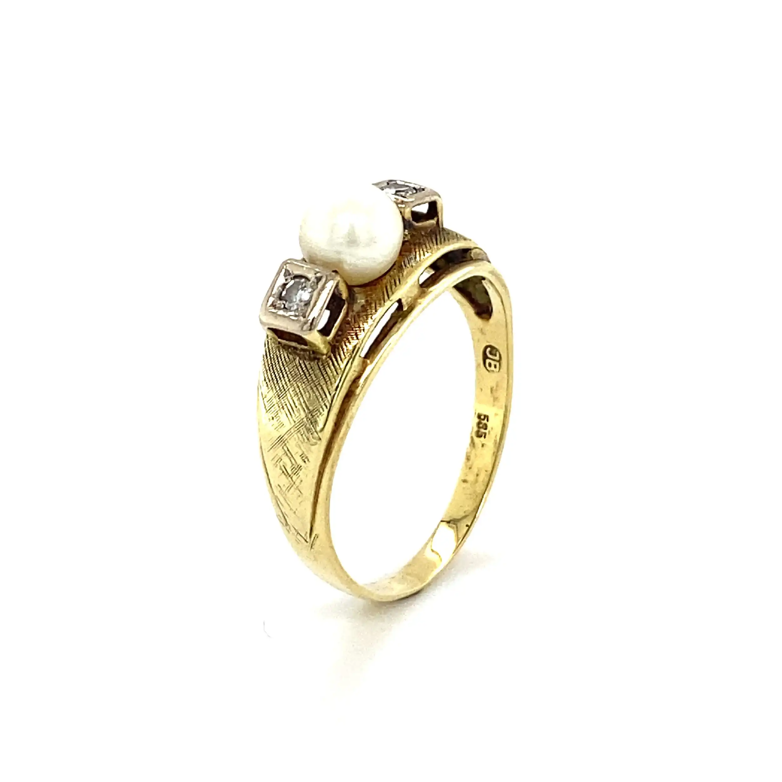 Ring Gelbgold mit Perle & Diamanten