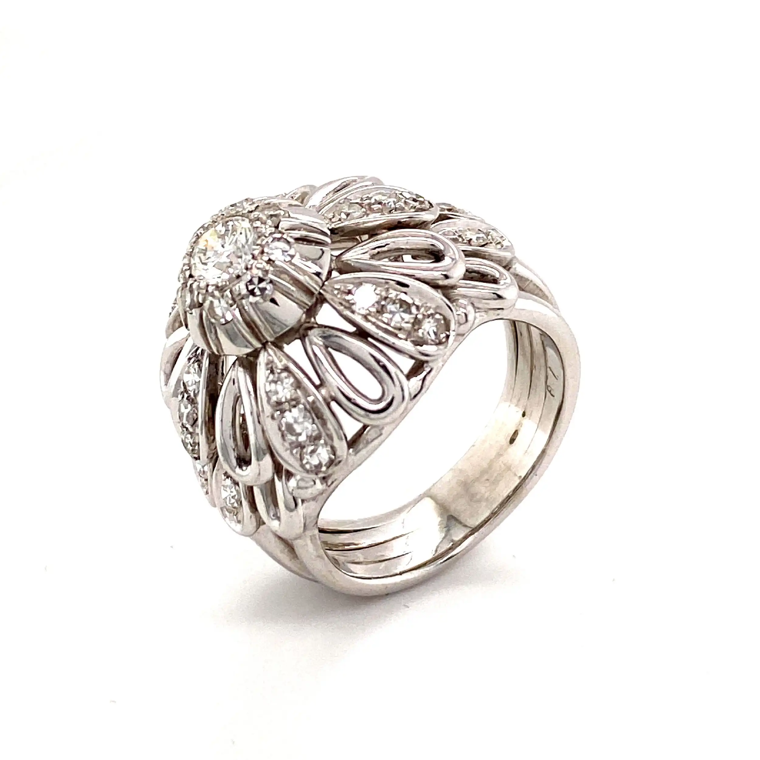 Ring Weißgold mit Brillant Solitär & Diamanten Ring Weißgold mit Brillant Solitär & Diamanten
