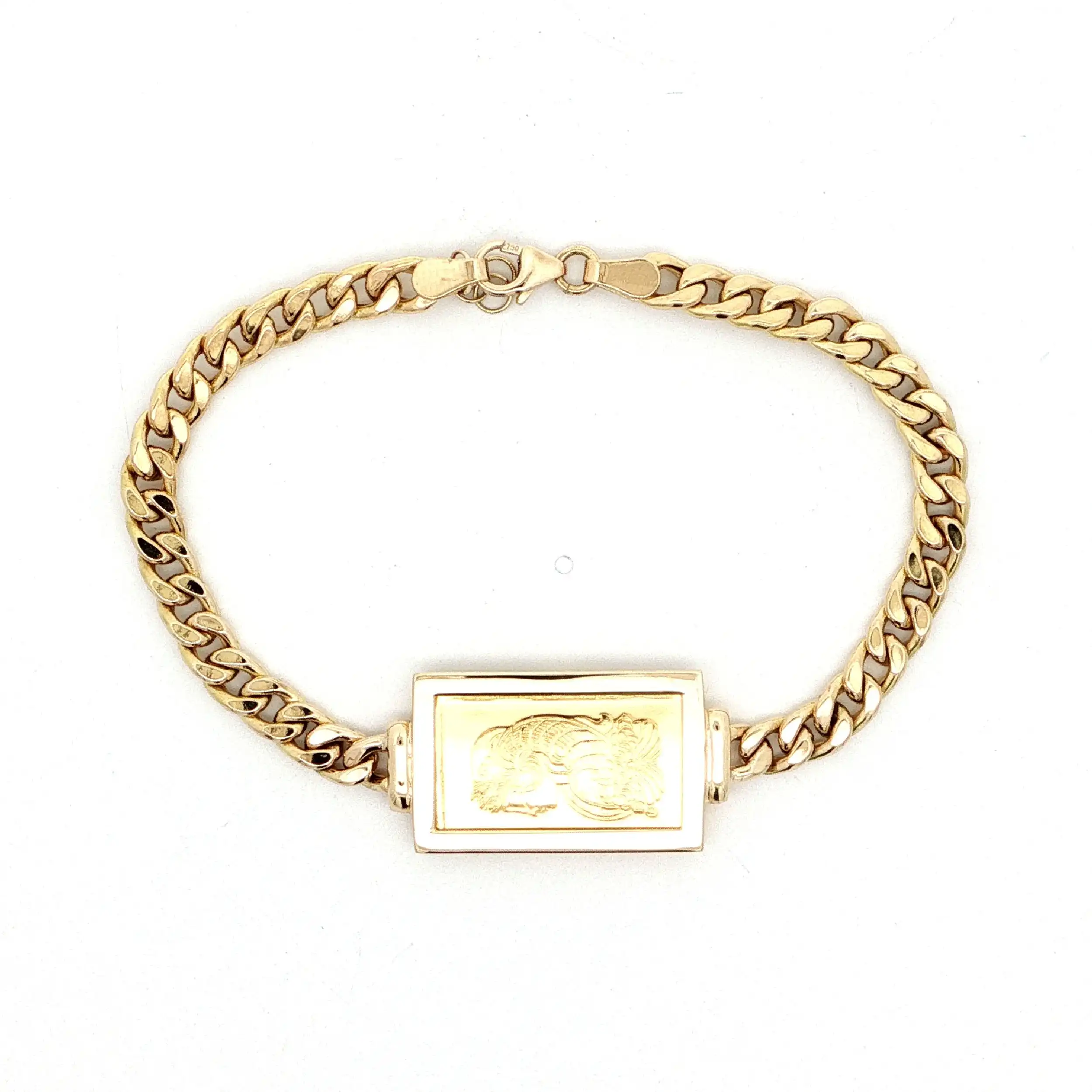 Panzerarmband Gelbgold hohl mit Barren Fine Gold Panzerarmband Gelbgold hohl mit Barren Fine Gold