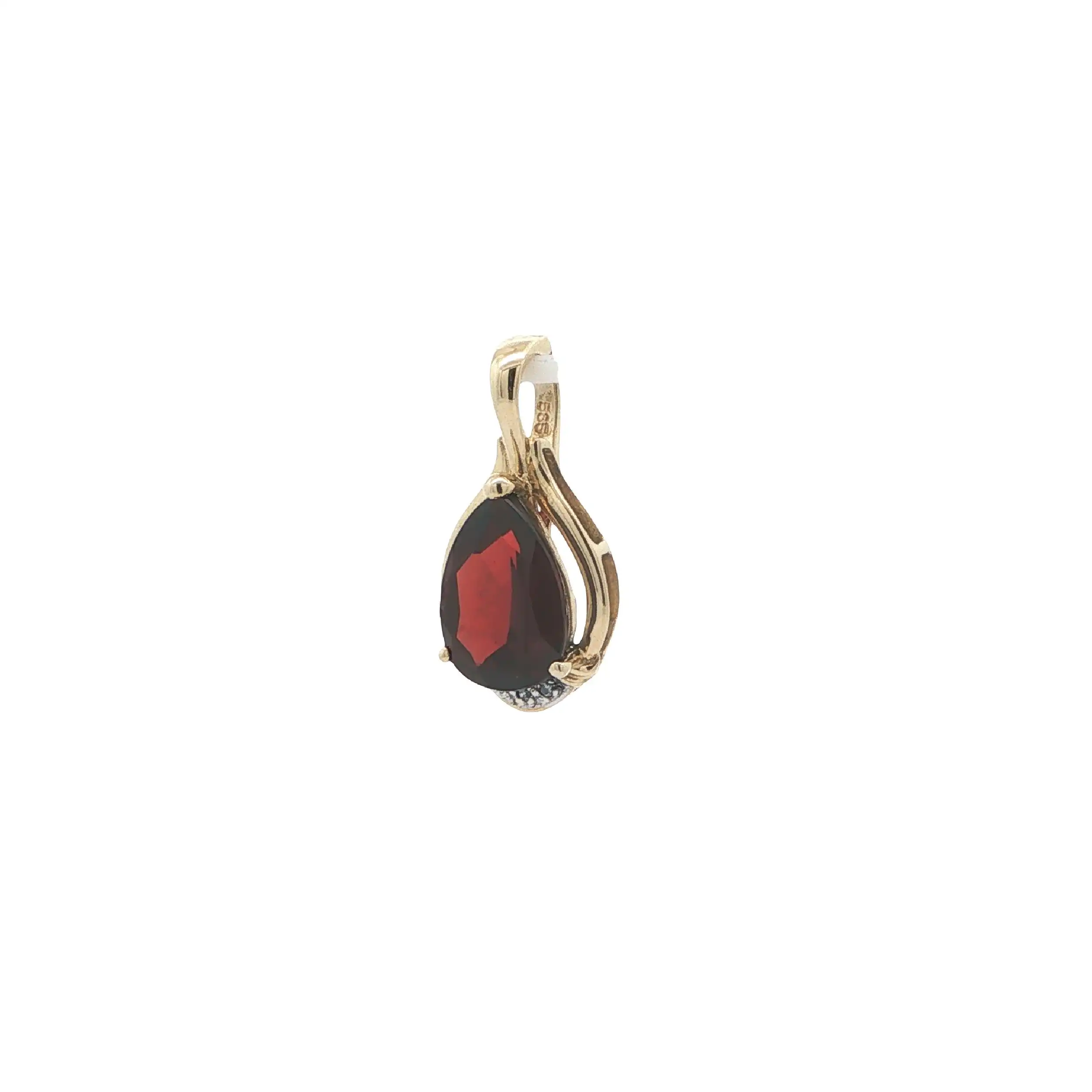 Anhänger/ Clip Gelbgold mit Pyrop & Diamanten